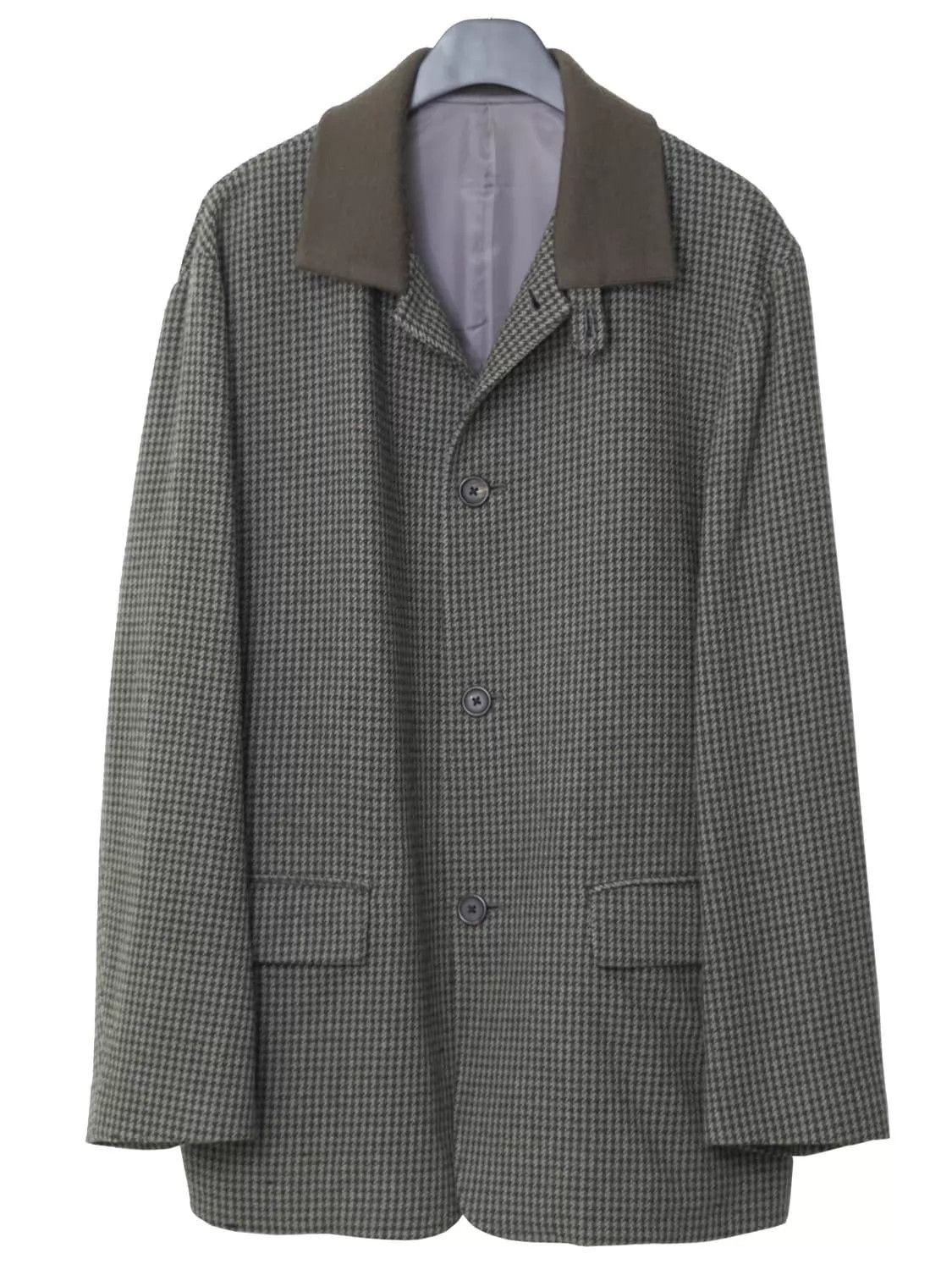 Yohji Yamamoto Yohji Yamamoto Vtg Houndstooth Deep Olive Overcoat Size US M / EU 48-50 / 2 - 4 Thumbnail