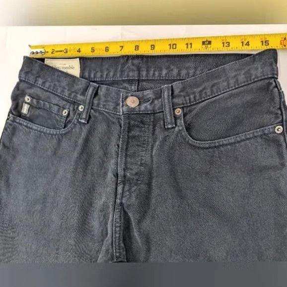 Abercrombie & Fitch Abercrombie & Fitch Skinny Jeans Men 31x32 Dark Wash Charcoal Gray Denim A&F Jeans Slim 5-Pocket Distressed Button Fly 90s USA Mens Size US 31 - 6 Thumbnail