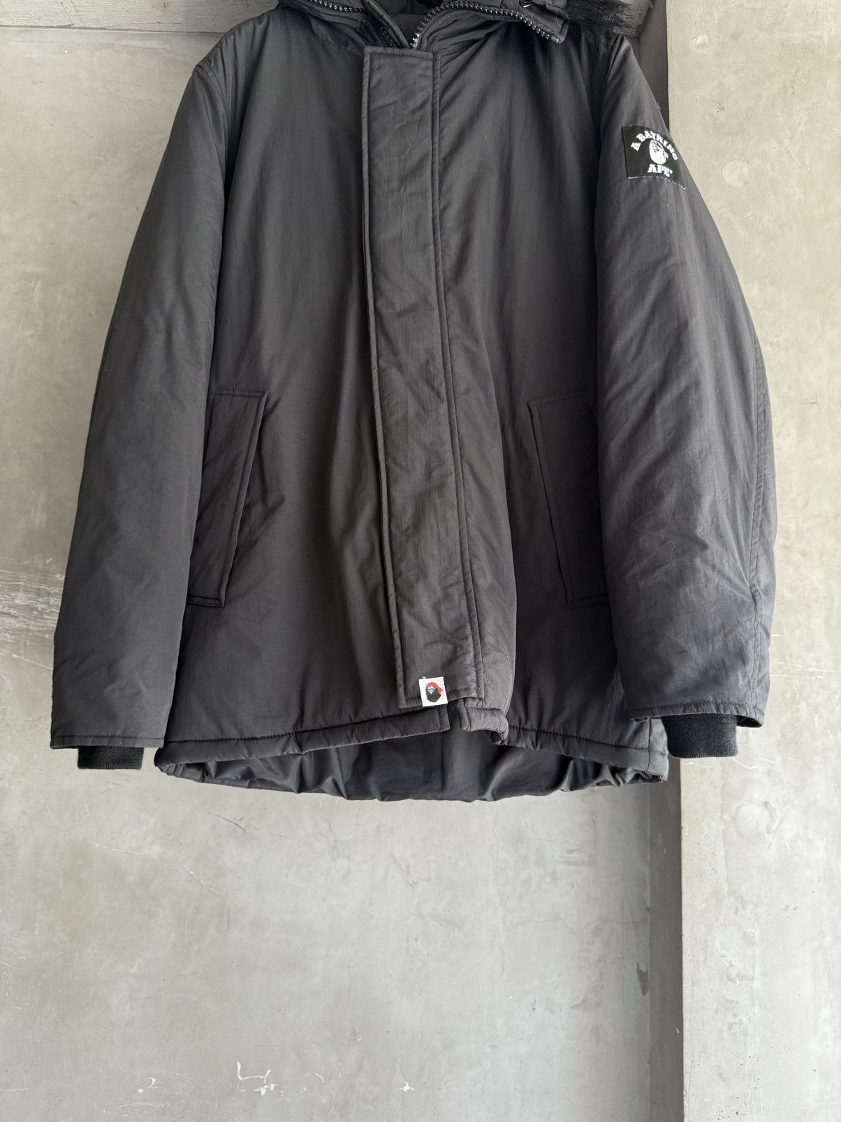Bape A BATHING APE BLack Fur Hooded Down Jacket Size US M / EU 48-50 / 2 - 4 Thumbnail
