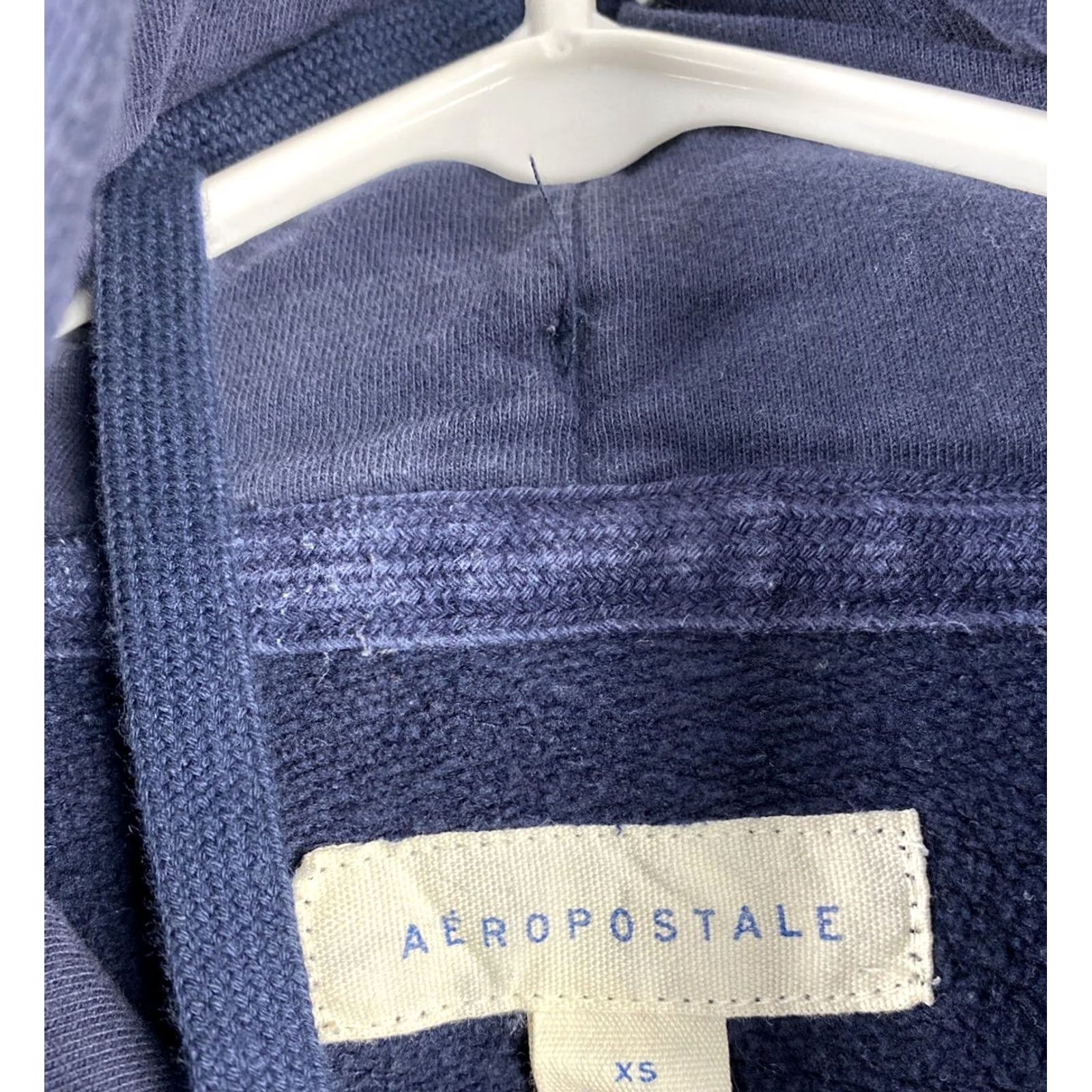 Vintage Aéropostale Hoodie Mens XS Navy Blue Pullover Sweatshirt Long Sleeve Solid Pattern Size US XS / EU 42 / 0 - 3 Thumbnail