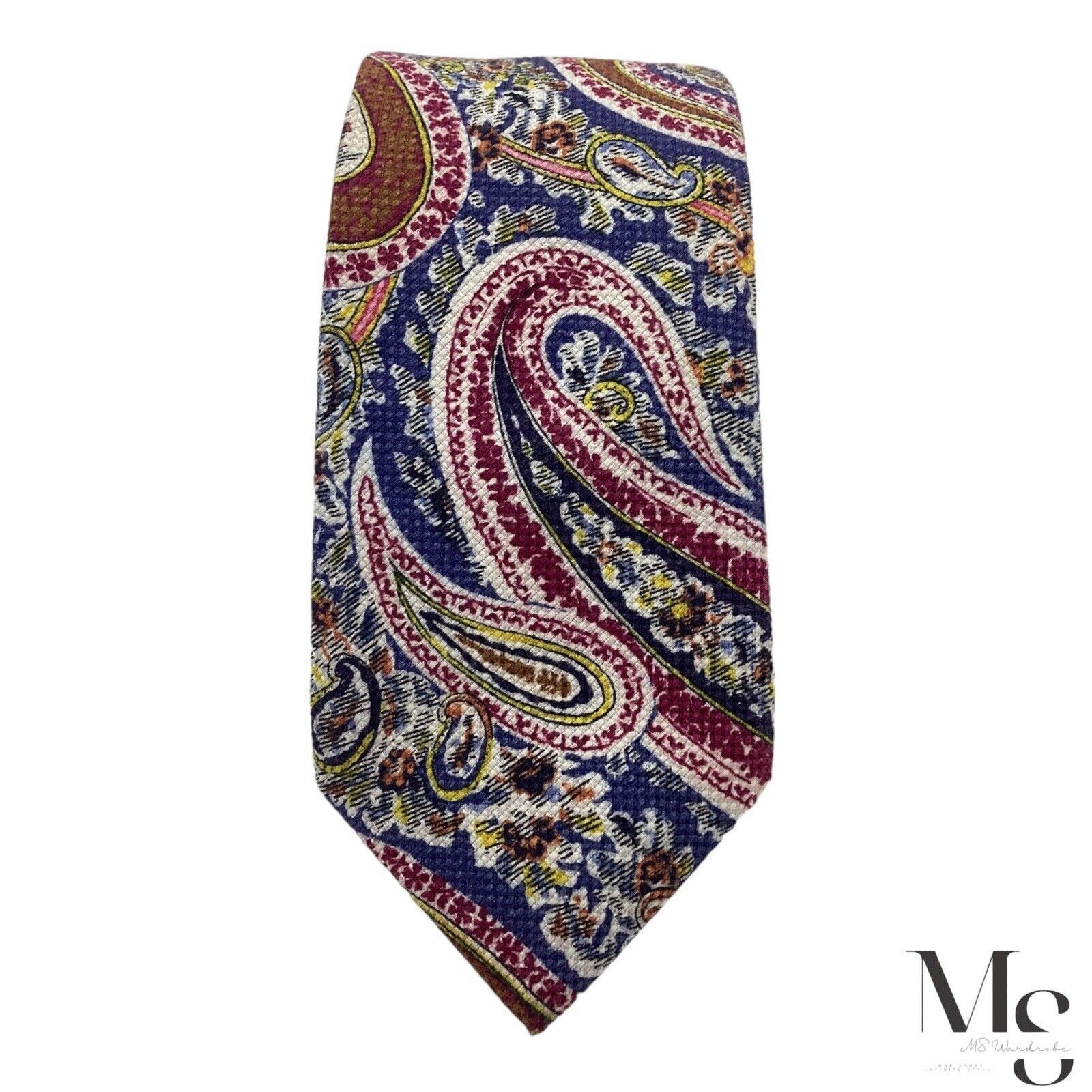 Charles Tyrwhitt CHARLES TYRWHITT XL Blue Paisley Silk Tie Made In Italy W: 3 Size ONE SIZE - 3 Thumbnail