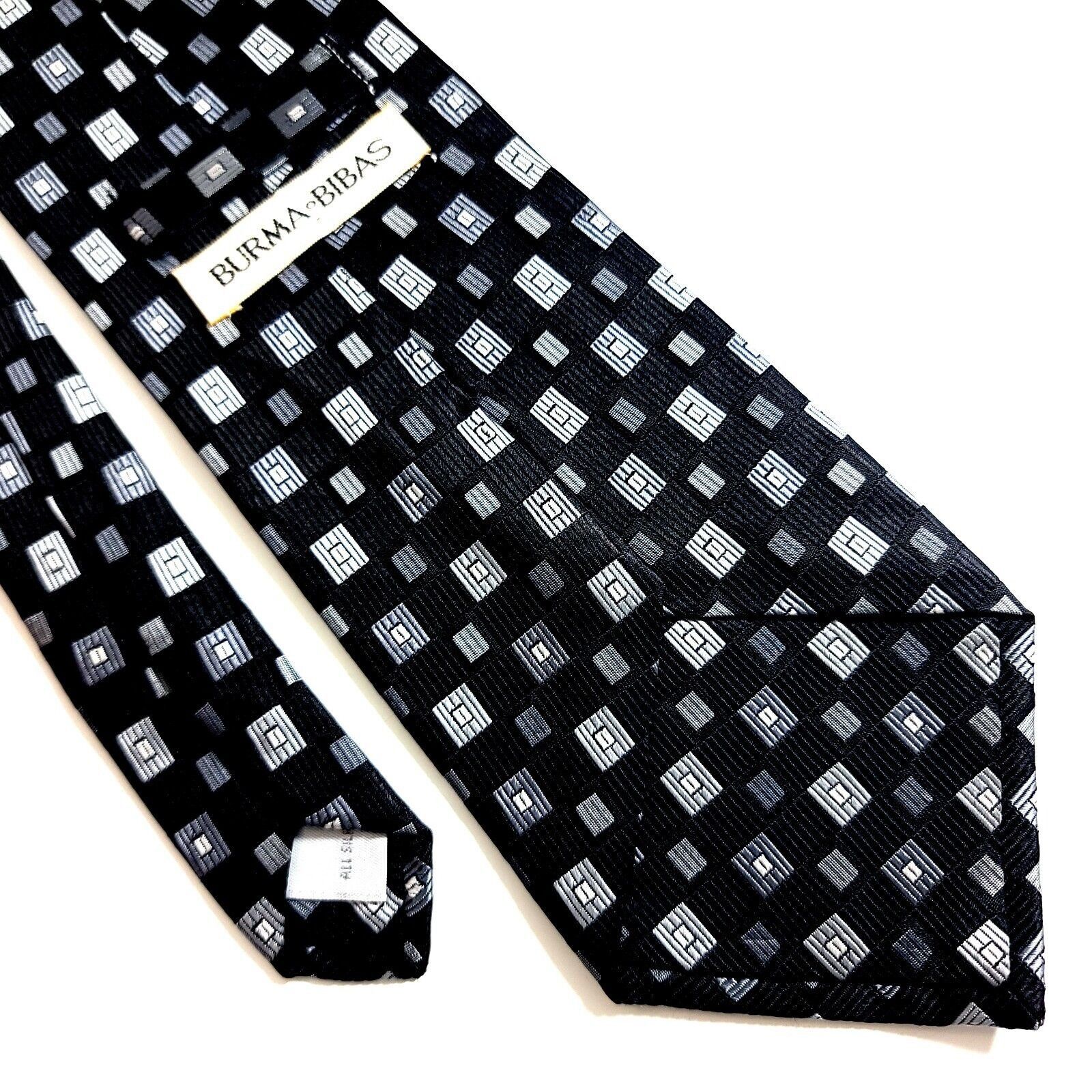 Burma Bibas Burma Bibas Black Gray Geometric Woven Wide Silk Tie Size ONE SIZE - 5 Thumbnail
