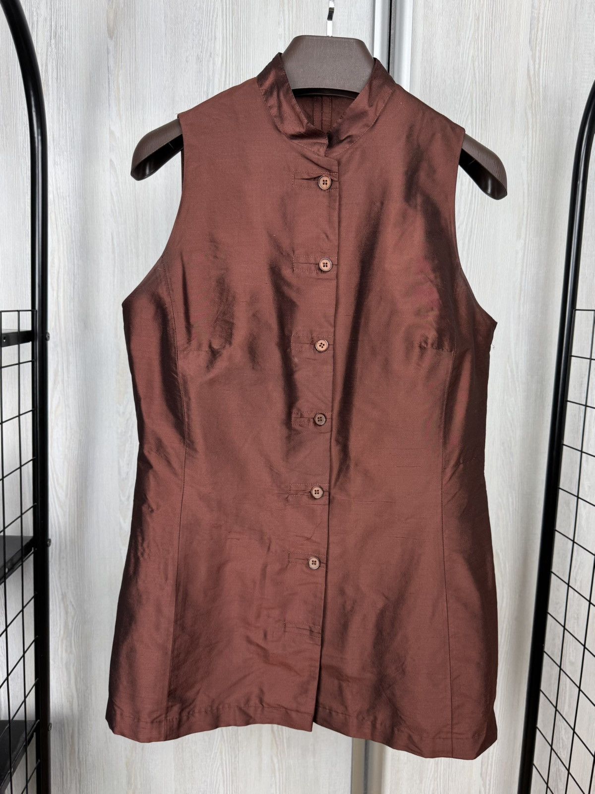 Other Apanage button up full silk mini brown shimmer dress Size XL / US 12-14 / IT 48-50 - 2 Thumbnail