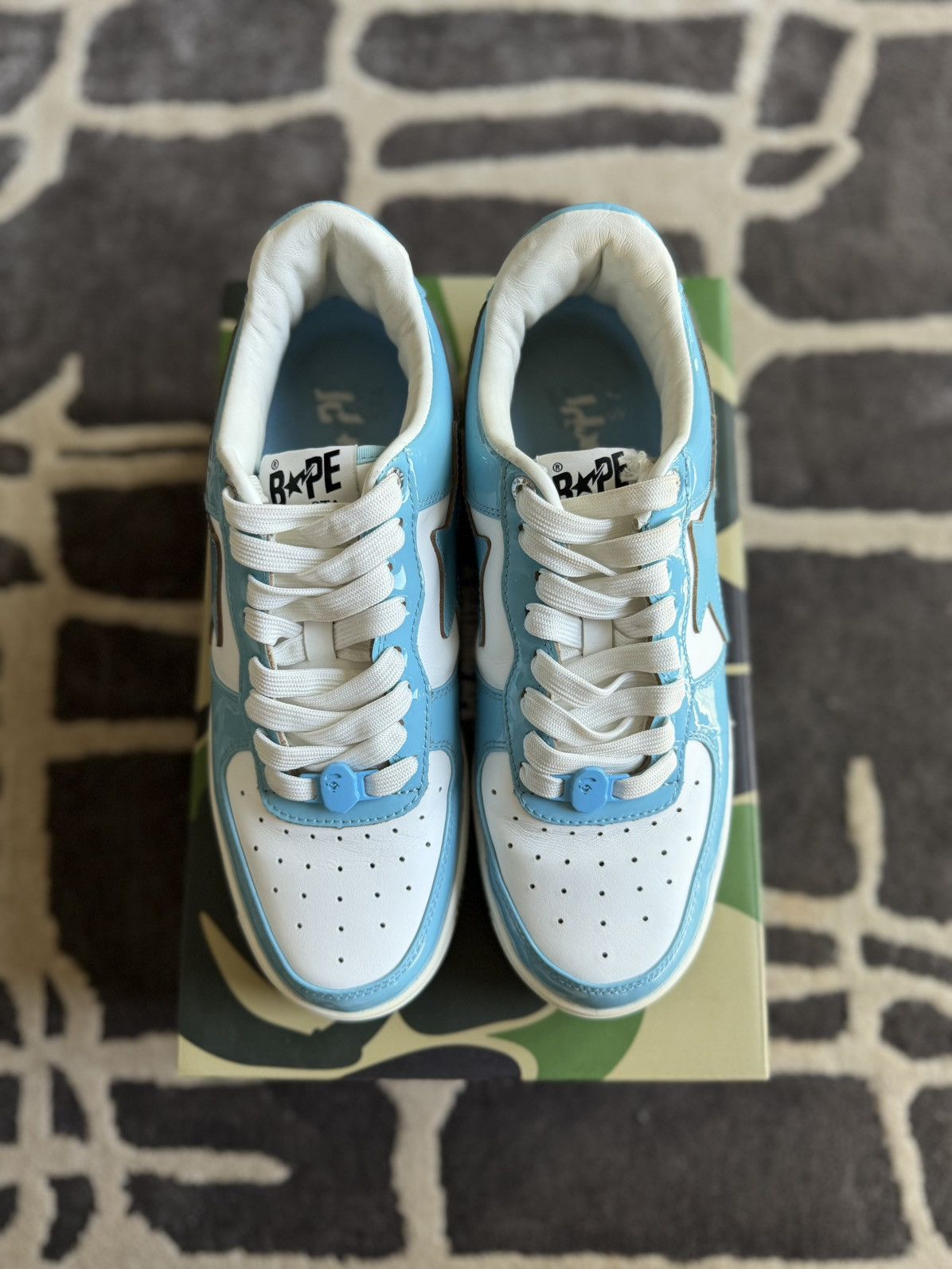 Bape A Bathing Ape Bape Sta Patent Leather Baby Blue White Size US 10 / EU 43 - 3 Thumbnail