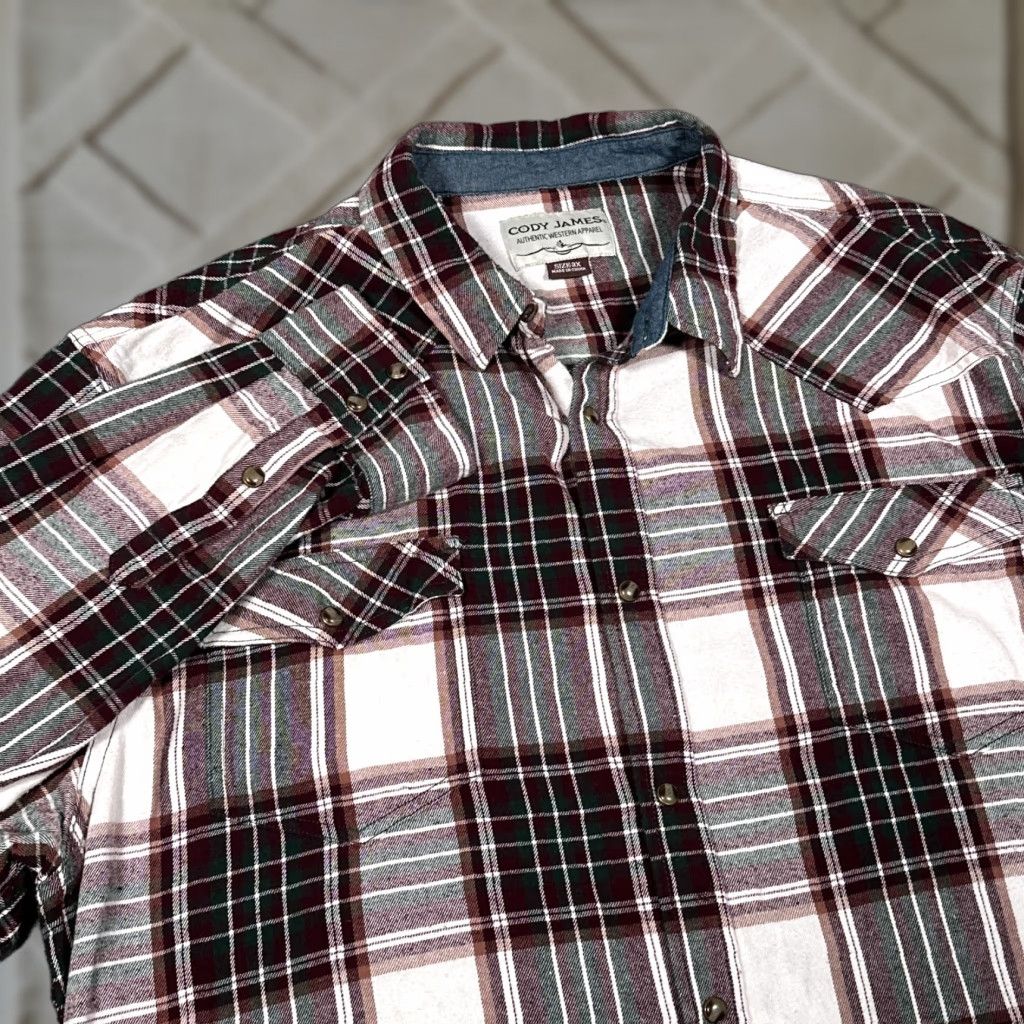 Cody James VINTAGE Cody James Western Shirt Men 3XL Plaid Cotton Flannel Cowboy Rodeo Western Ranchwear Long Sleeve Button-Up Size US XXL / EU 58 / 5 - 1 Thumbnail