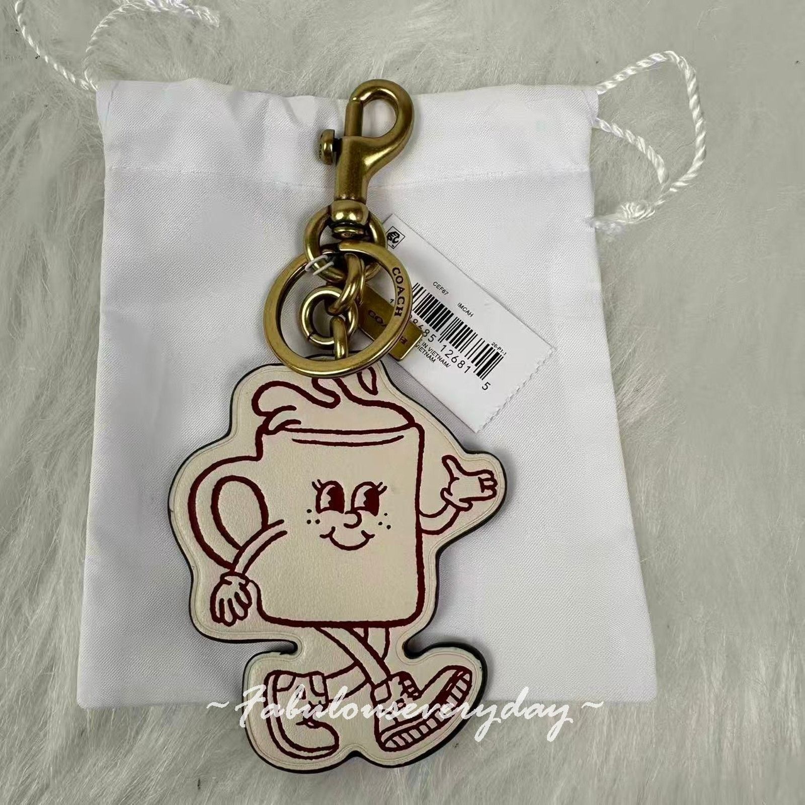 Coach COACH Coffee Cup Bag Charm Lil Miss Jo Leather/Brass/Chalk Size ONE SIZE - 2 Thumbnail