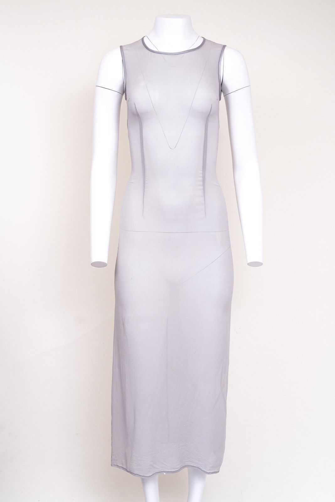 Dolce & Gabbana Dolce & Gabbana Gray Sheer Midi Dress Size S / US 4 / IT 40 - 2 Thumbnail