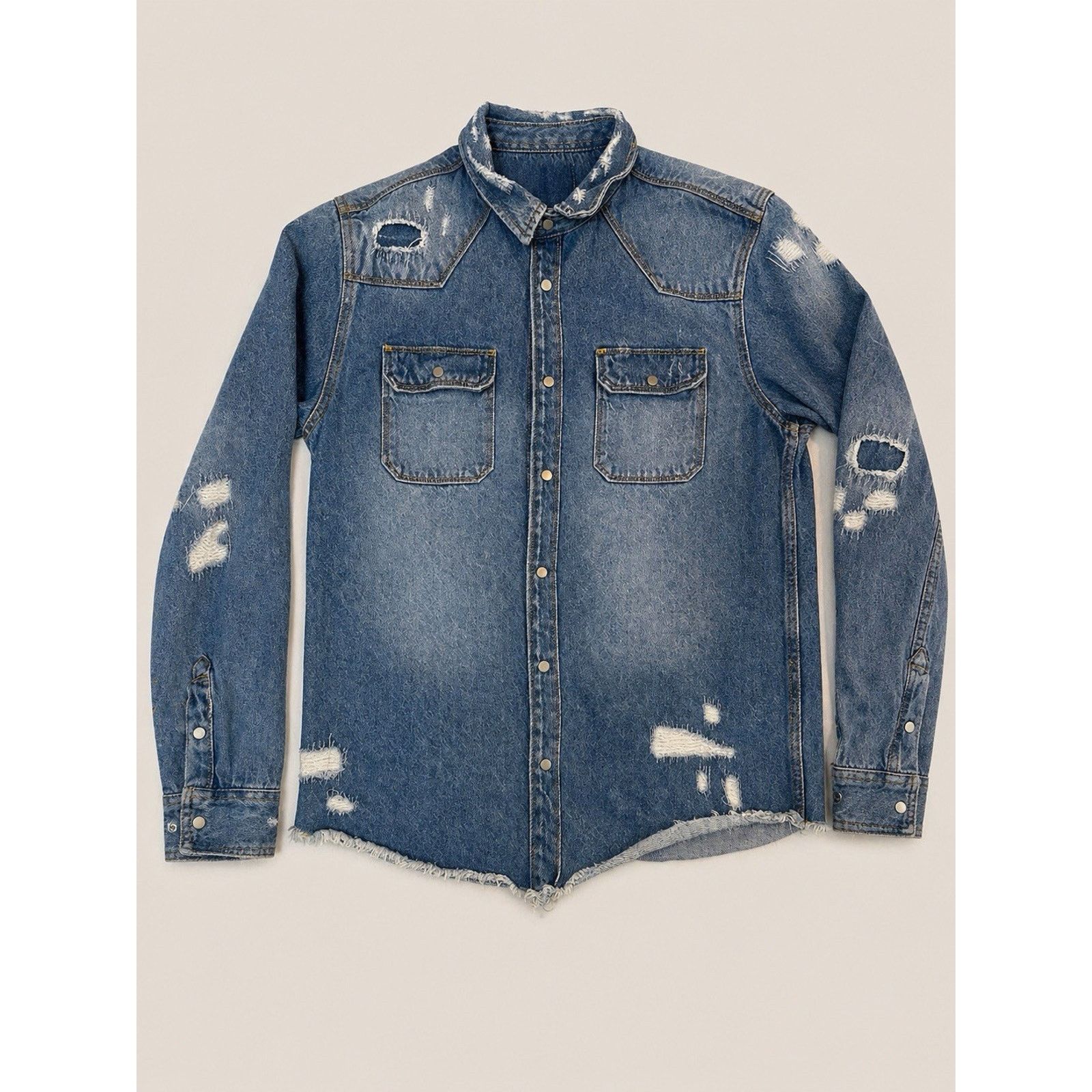 & Other Stories Men's Blue Distressed Denim Long Sleeve L Size US L / EU 52-54 / 3 - 3 Thumbnail