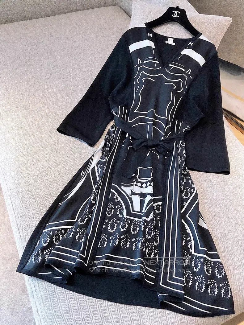 Hermes Hermes Spring/Autumn Twillaine series, black and white sil Size XXS / US 00 / IT 34 - 1 Thumbnail