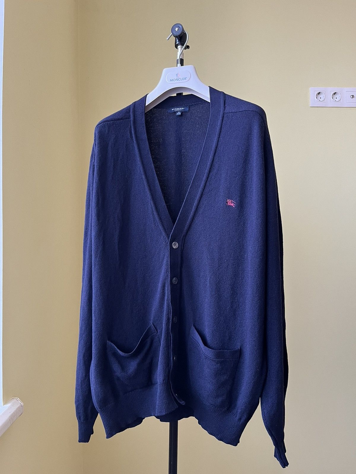 image of Burberry Wool Cardigan in Navy, Men's (Size XL)