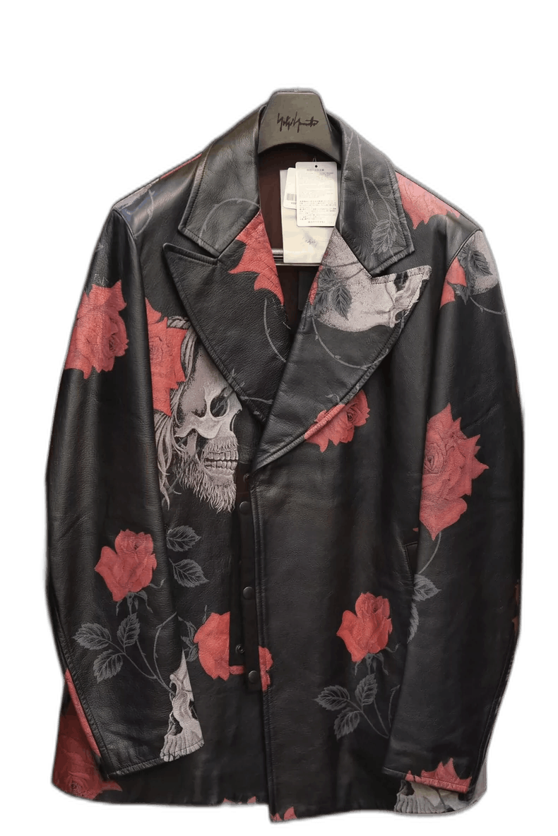 yohji yamamoto skull rose leather jacket