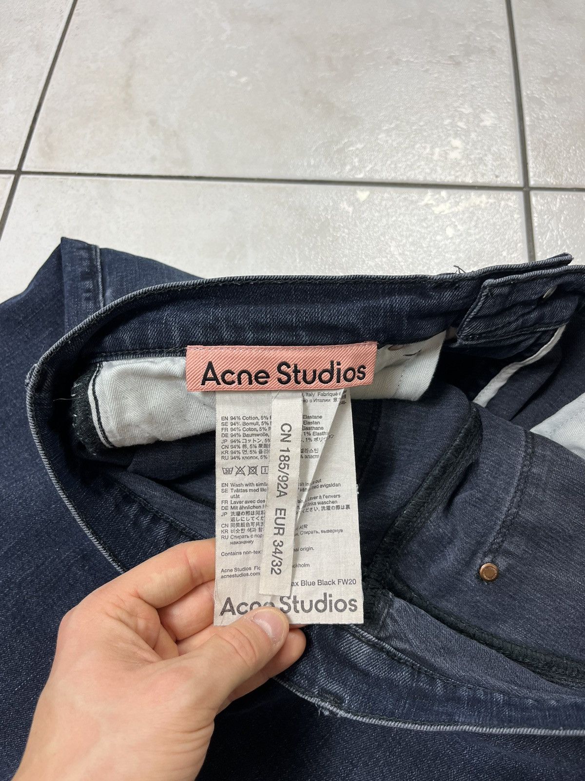 Acne Studios Acne Studios Max Blue Black FW20 classic jeans pants denim Size US 34 / EU 50 - 17 Thumbnail