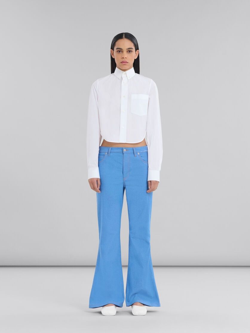 Marni oc11z0525 Denim Flared Trousers in Blue Size 27" / US 4 / IT 40 - 2 Thumbnail
