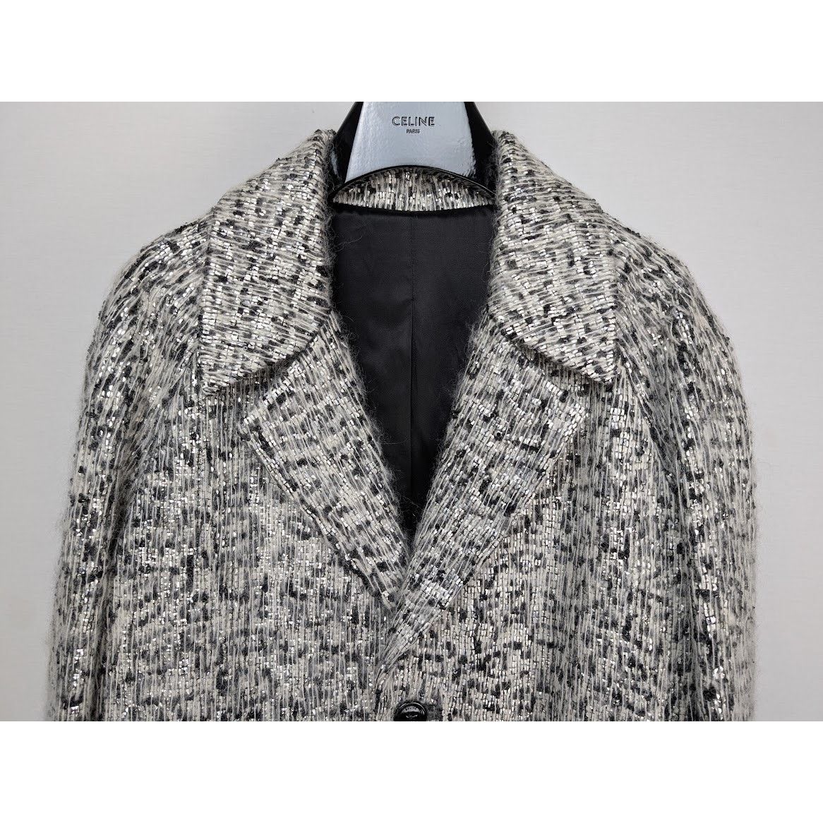 Celine o1rshd1 Hand Woven Wool Coat Jacket in Grey/Black Size US M / EU 48-50 / 2 - 4 Thumbnail