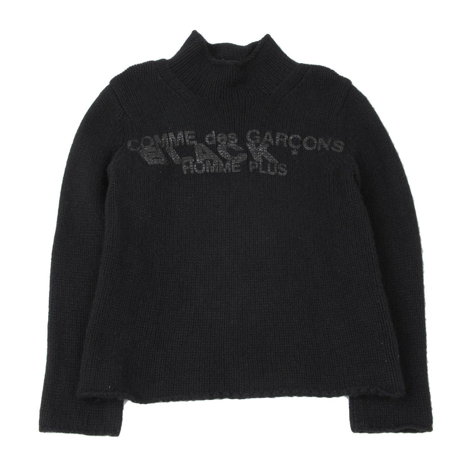 Comme des Garcons Homme Plus Wool Logo Print Knit Sweater in Black, Size M Size US M / EU 48-50 / 2 - 1 Thumbnail