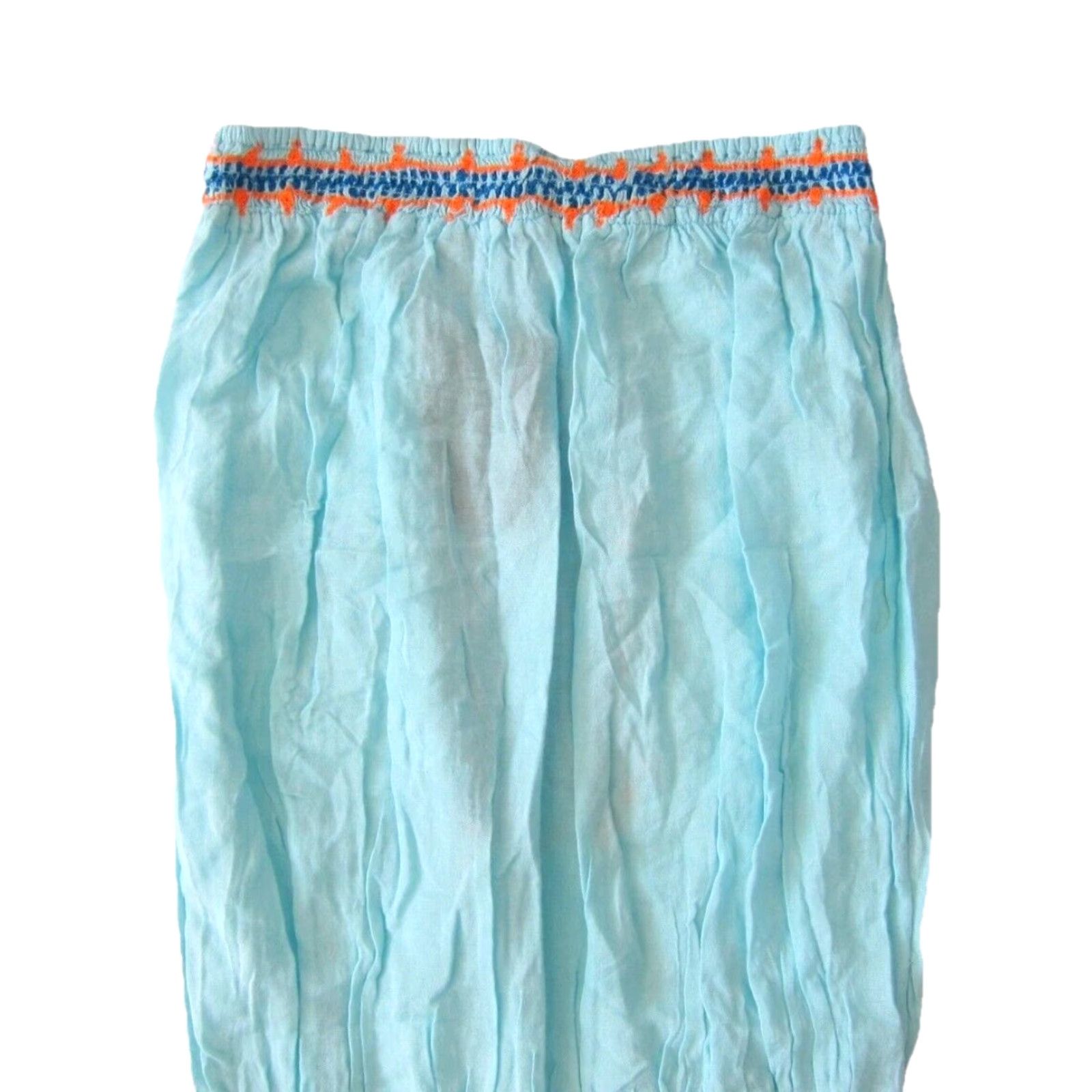 Vintage VINTAGE NWT 7 Islands Rayon Embroidered Strapless Long Maxi Dress Turquoise Orange Large Blue Size L / US 10 / IT 46 - 3 Thumbnail