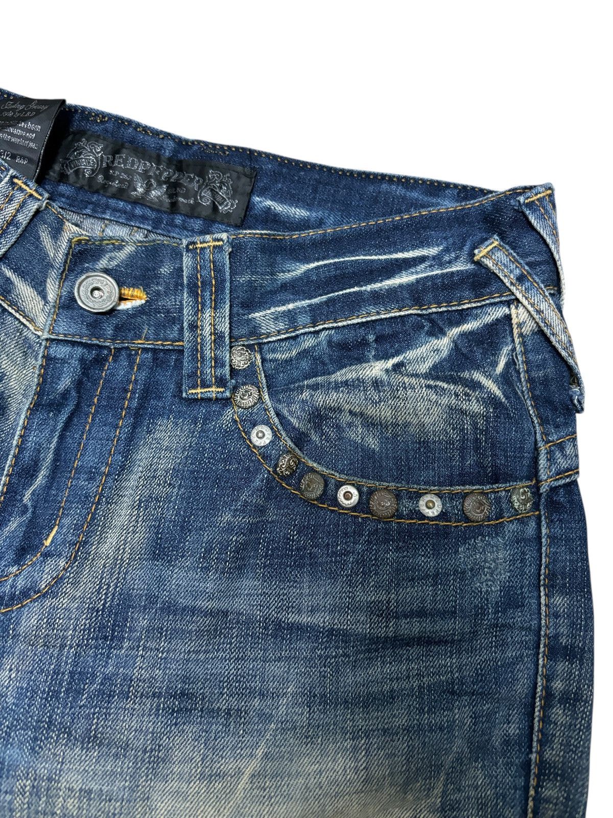 Japanese Brand Y2K Red Pepper Distressed Straight Denim Jeans Size US 31 - 4 Thumbnail