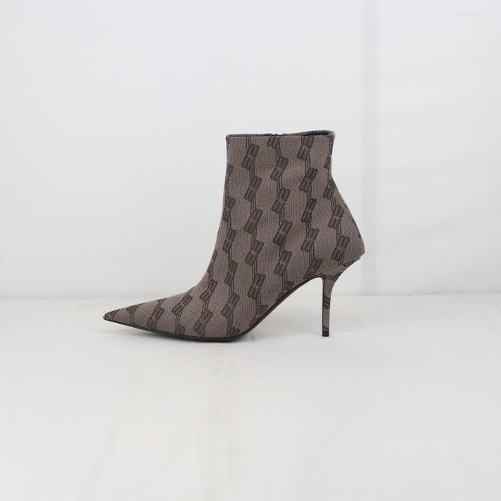 Balenciaga o1rshd1 BB Monogram Jacquard Knife Bootie in Dark Brown Size US 8 / IT 38 - 8 Thumbnail