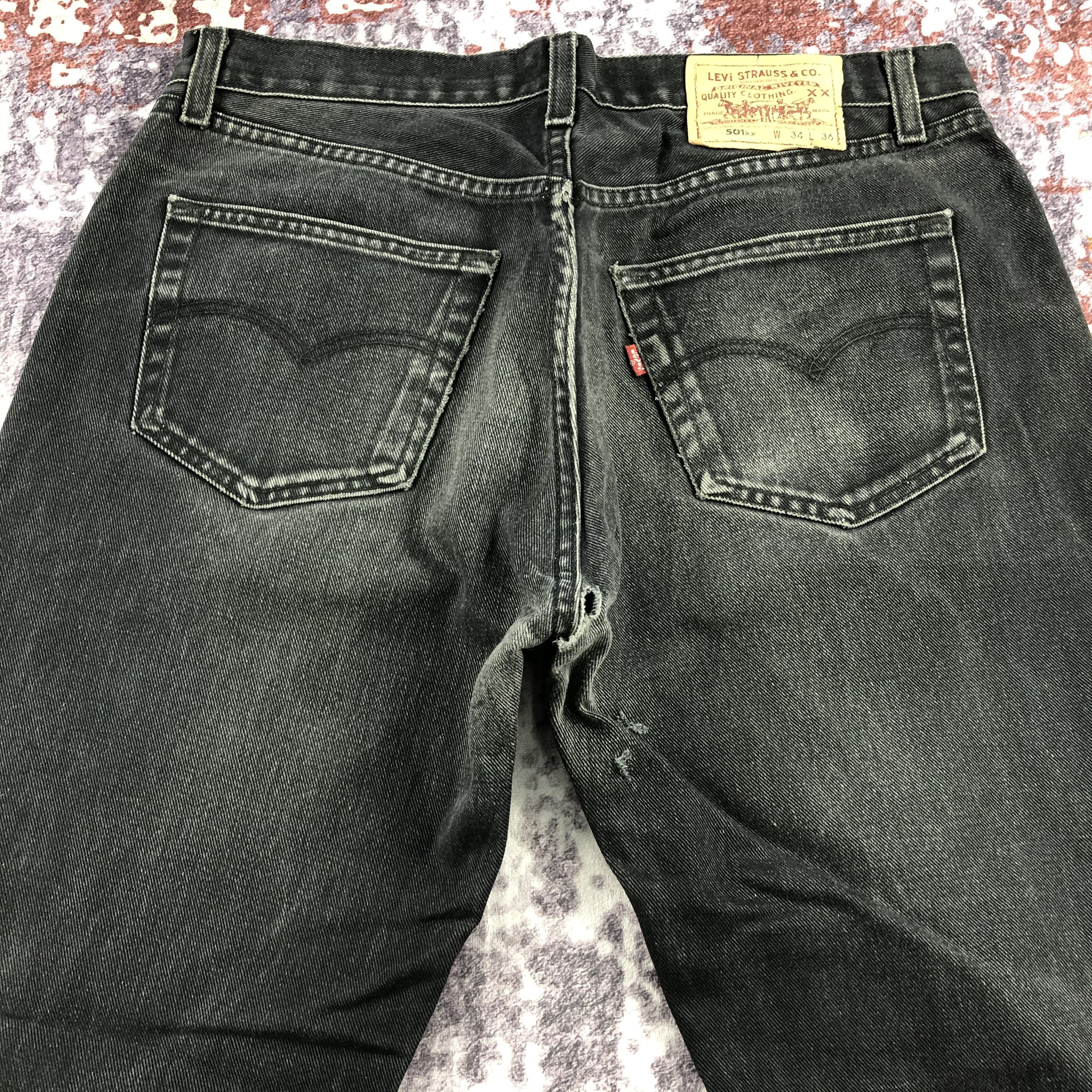 Levi's Vintage 90s Levis 501 Faded Black Jeans-JM2582 Size US 34 / EU 50 - 5 Thumbnail