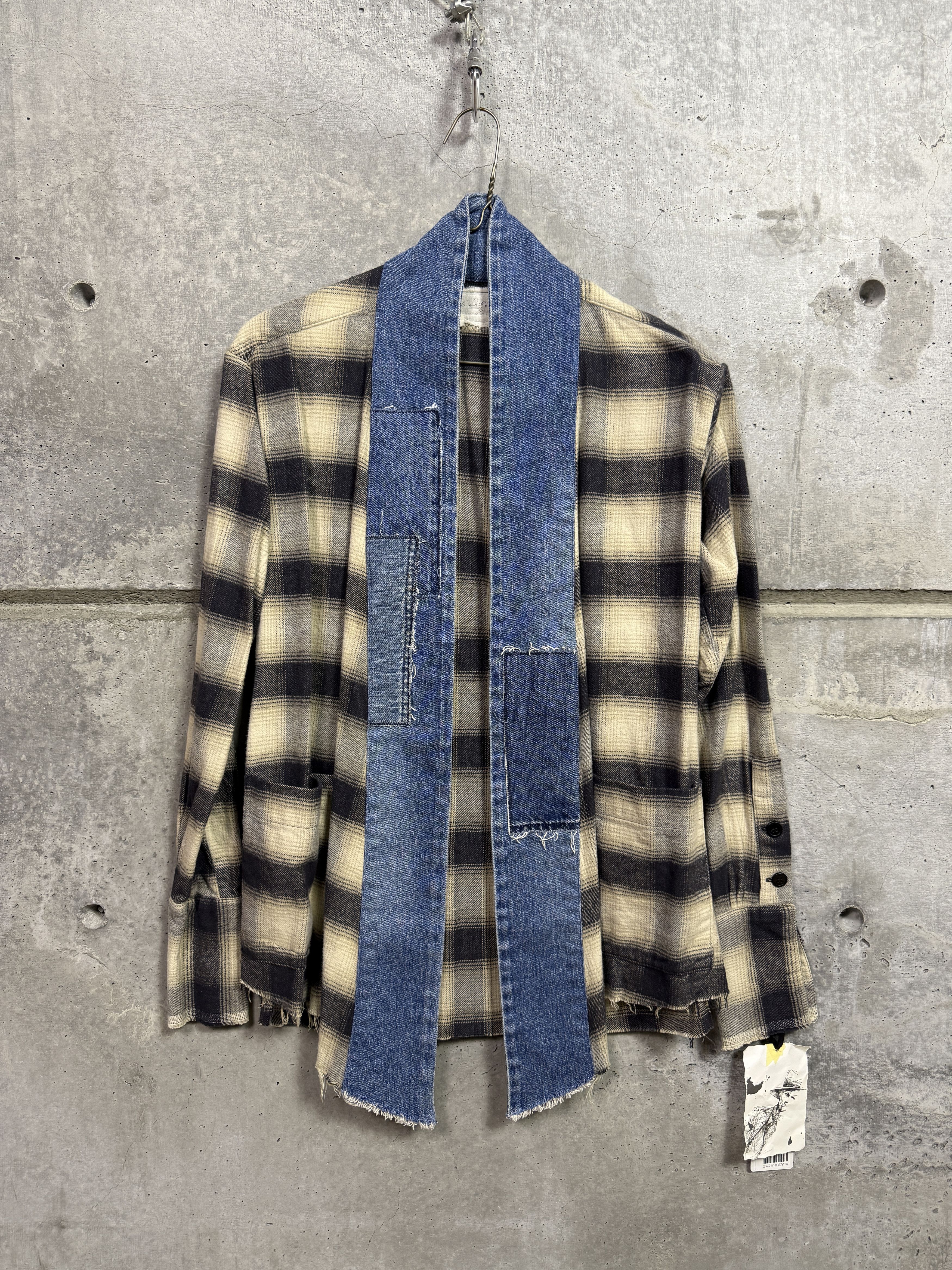 Greg Lauren $1k Greg Lauren Beige Plaid GL1 Kimono Jacket Size US XS / EU 42 / 0 - 1 Thumbnail