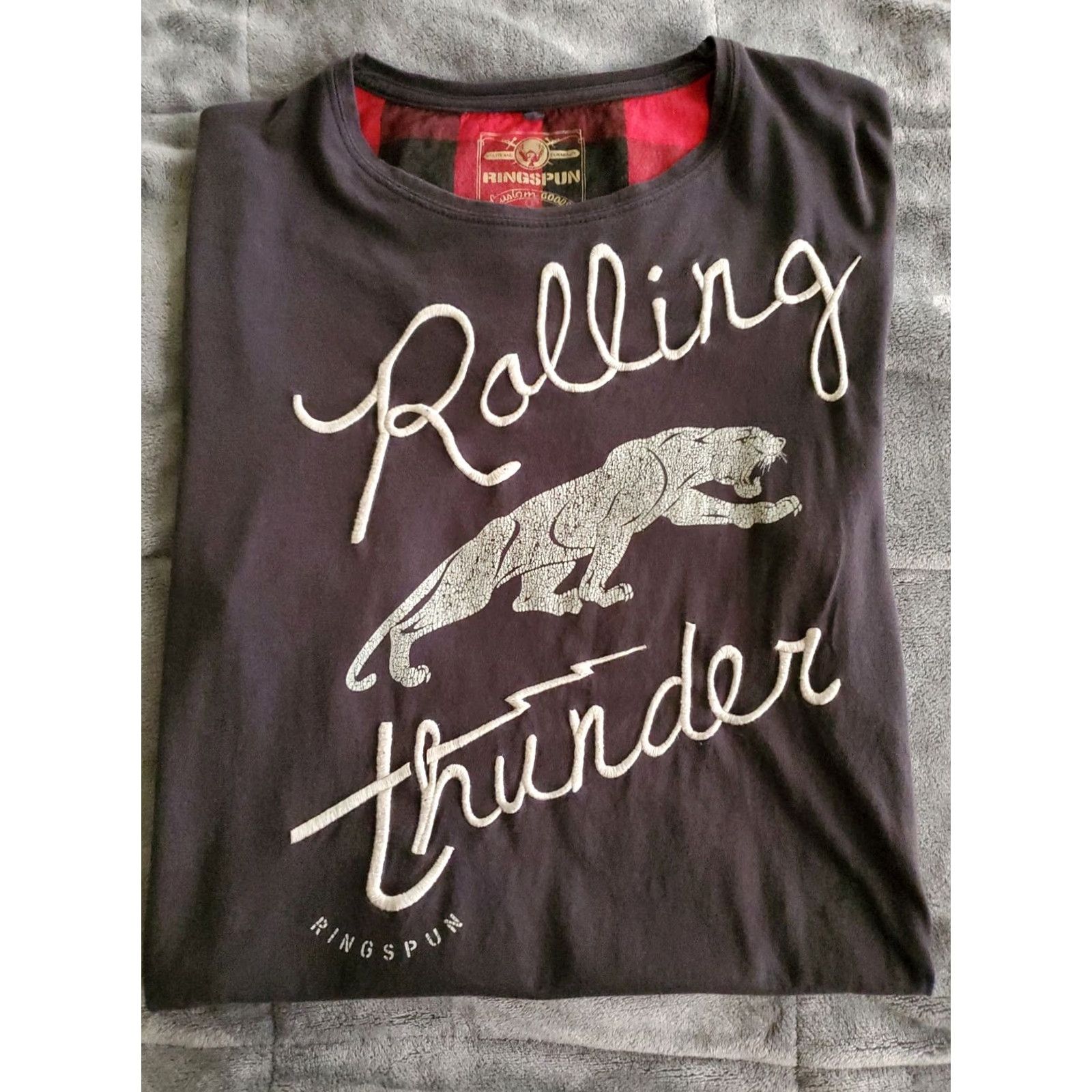 Vintage Ringspun Rolling Thunder DASH Embroidered Short Sleeve T-Shirt Unisex Adults S Gray 100% Cotton Graphic Tee Biker All Seasons Regular Size US S / EU 44-46 / 1 - 2 Thumbnail