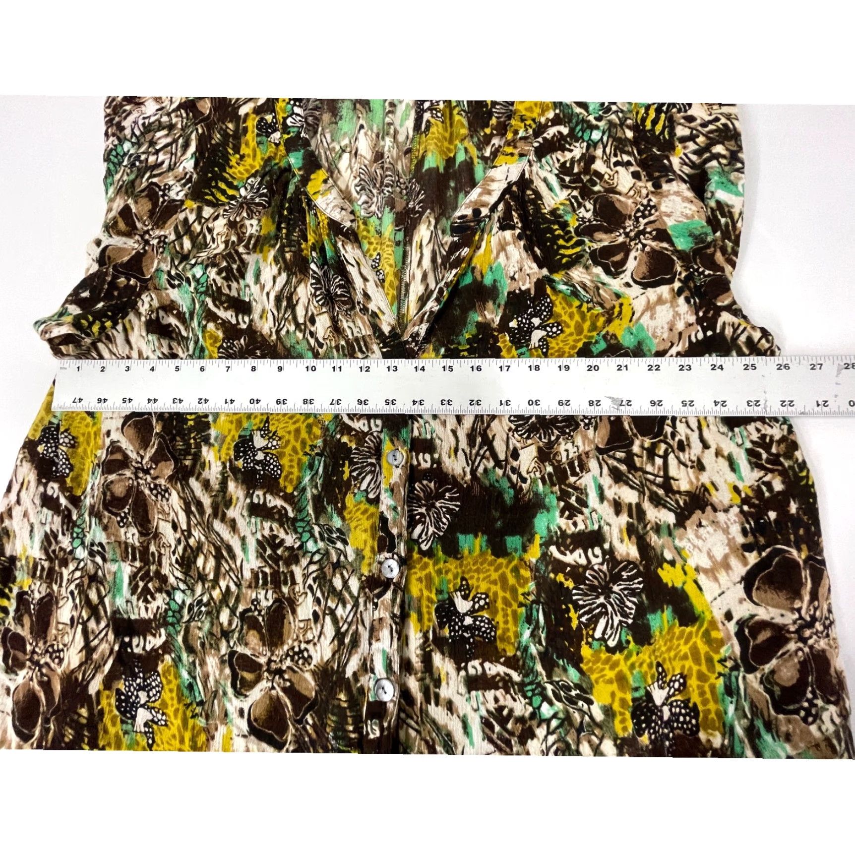 Vintage Roaman's Womens Plus 30W Brown Yellow Floral Rayon Blouse Semi Sheer Y2K Artsy Shirt Women 30W Plus Size Floral Blouse Size 4XL / US 24-26 - 7 Thumbnail