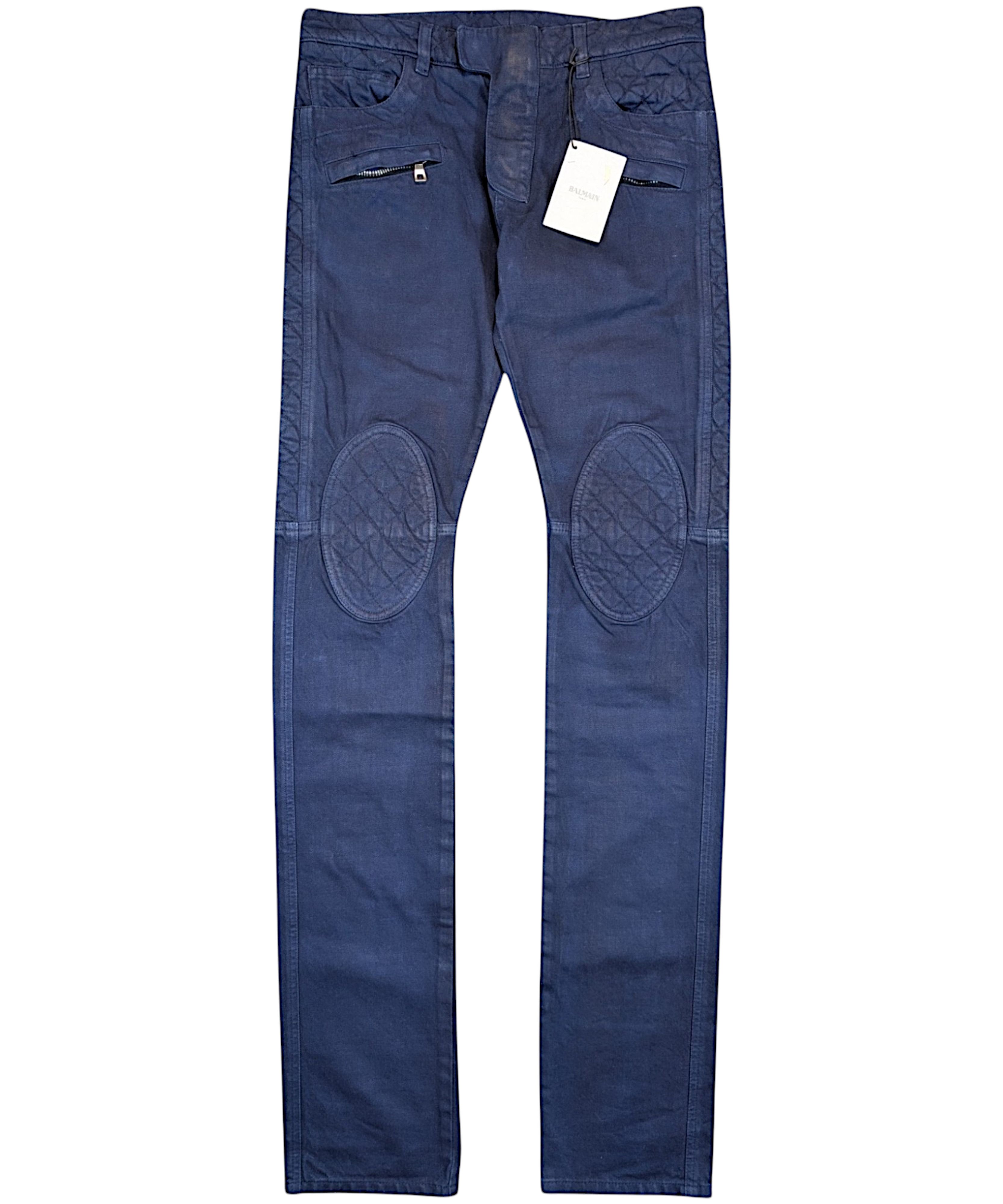 Balmain Balmain 2014 Sample Quilted Moleskin Blue Navy NWT Jeans Size US 30 / EU 46 - 1 Thumbnail