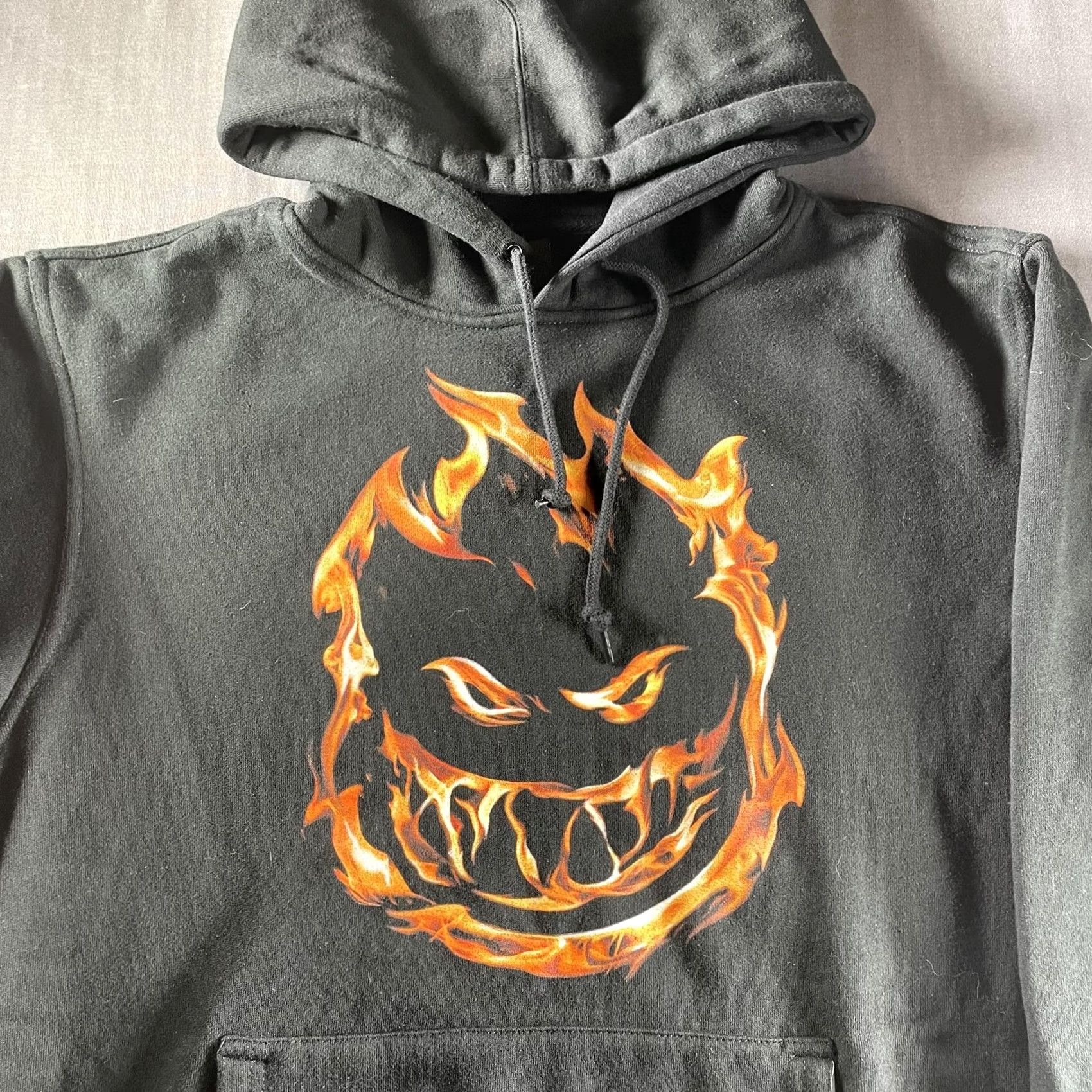 Spitfire Spitfire Hoodie Mens M Black Graphic Print Pullover Kangaroo Pocket Hooded Skateboard Streetwear Bighead Flame Face Size US M / EU 48-50 / 2 - 2 Thumbnail