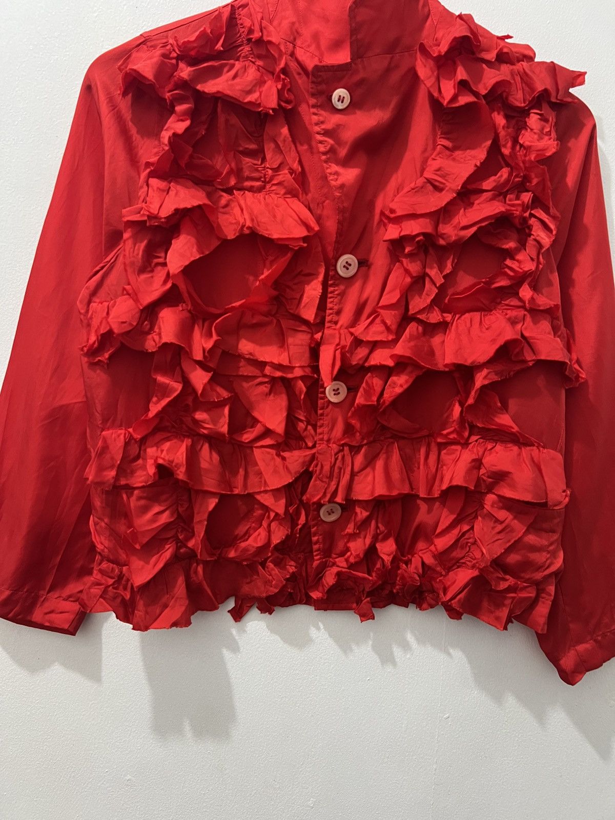 Comme des Garcons Comme des Garçons - AD2014 Red Ruffled Shirt Size S / US 4 / IT 40 - 4 Thumbnail