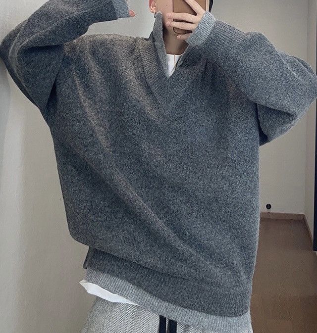 Japanese Brand × Vintage Cleanfit retro double layer effect polo sweater knitwear Size US M / EU 48-50 / 2 - 4 Thumbnail