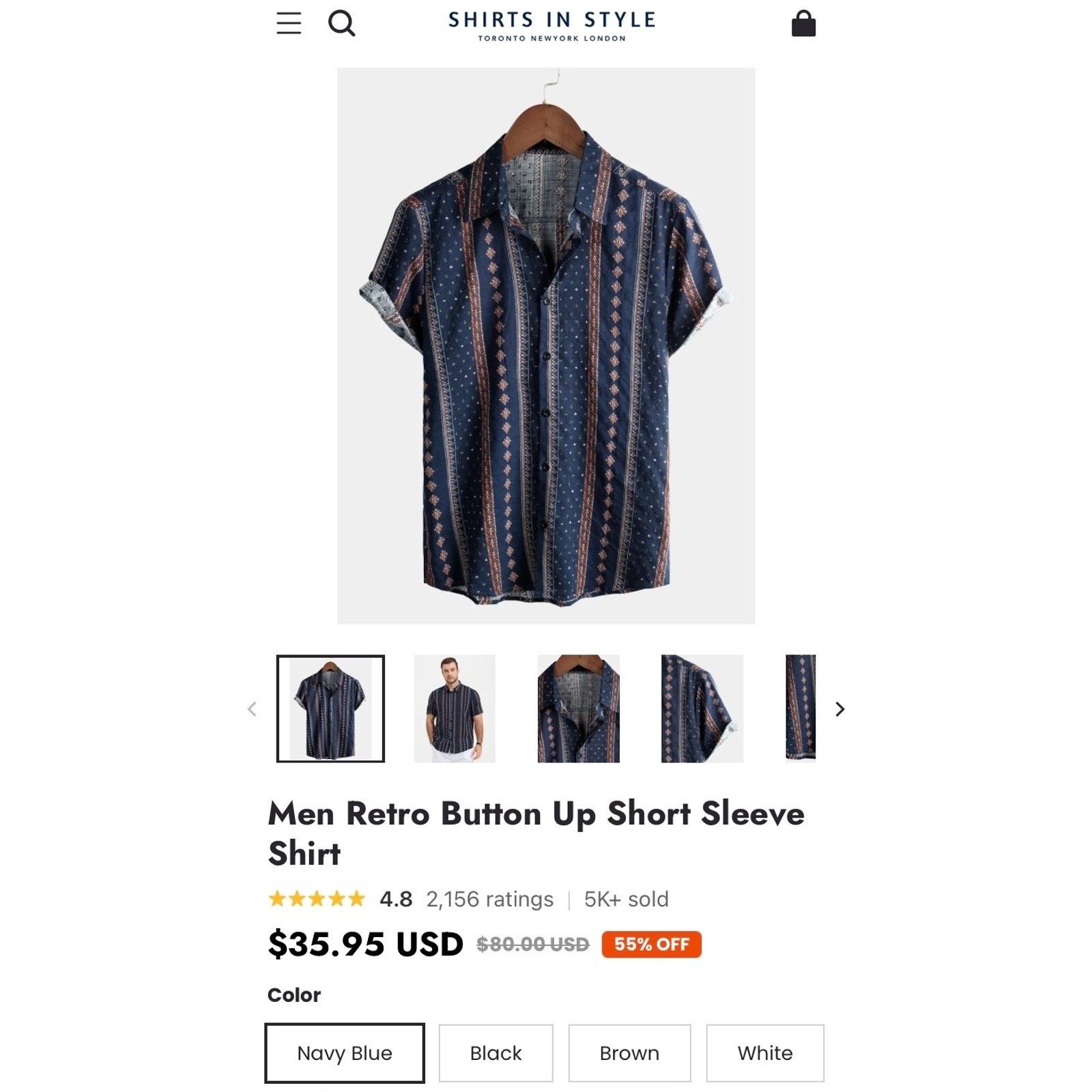 Other Men's short sleeve button down shirt summer navy Size US XL / EU 56 / 4 - 3 Thumbnail