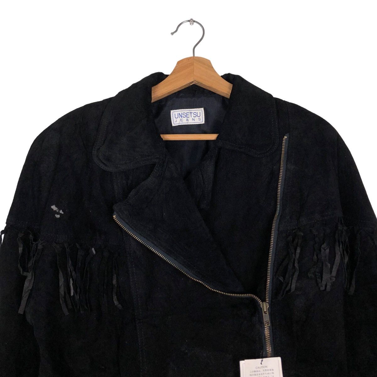 Genuine Leather 🔥Rich Black Biker Jacket Asymmetric Zipper Unsetsu Kapital Size US M / EU 48-50 / 2 - 3 Thumbnail