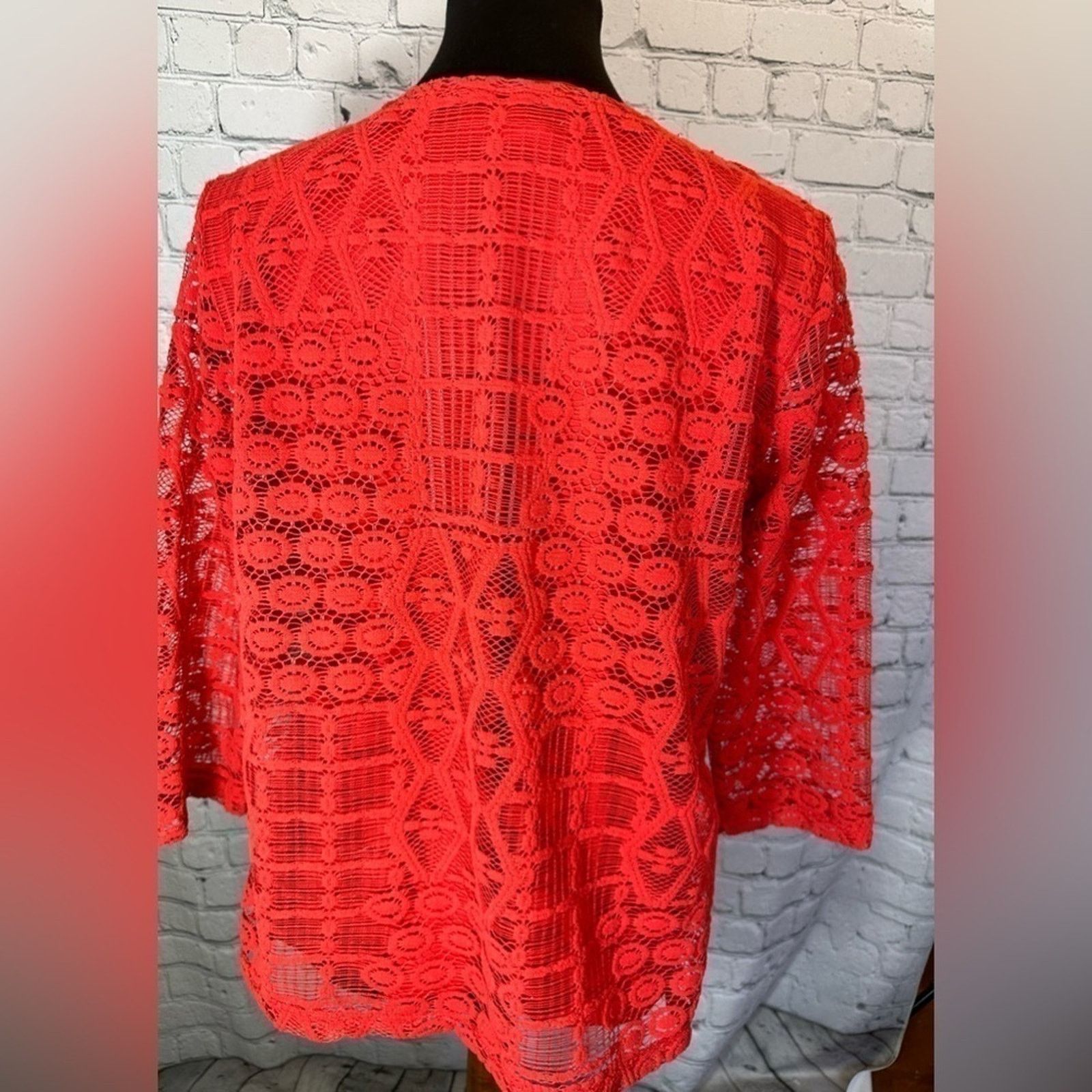 Designer Chic Red Lace Tunic Top Size M / US 6-8 / IT 42-44 - 4 Thumbnail