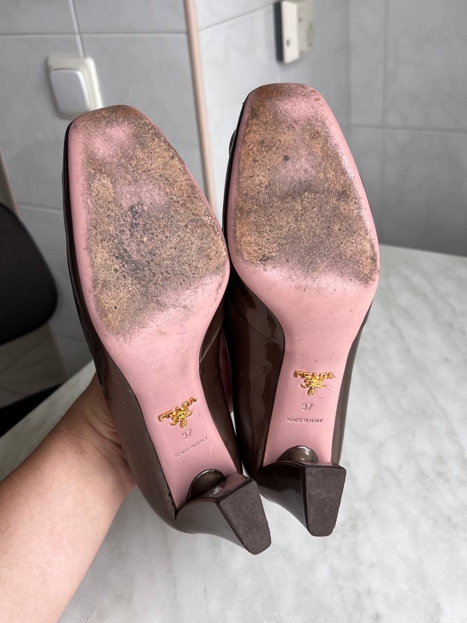 Prada Prada High Heels Shoes Metal Logo 00s Prada Italy Leather Size US 7 / IT 37 - 7 Thumbnail