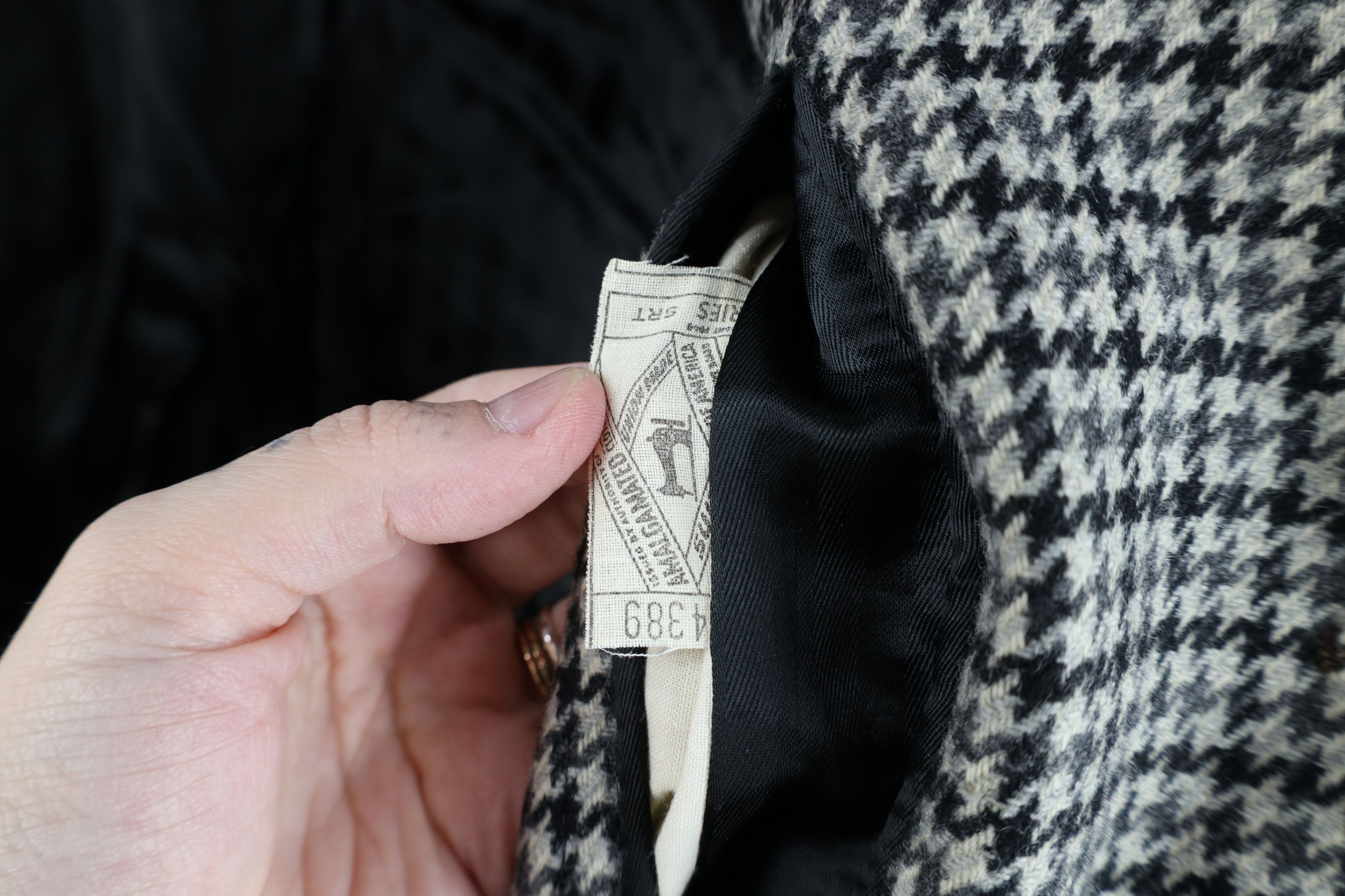 Vintage Vintage 50s Rockabilly Wool Houndstooth Overcoat Jacket USA Size US XL / EU 56 / 4 - 10 Thumbnail