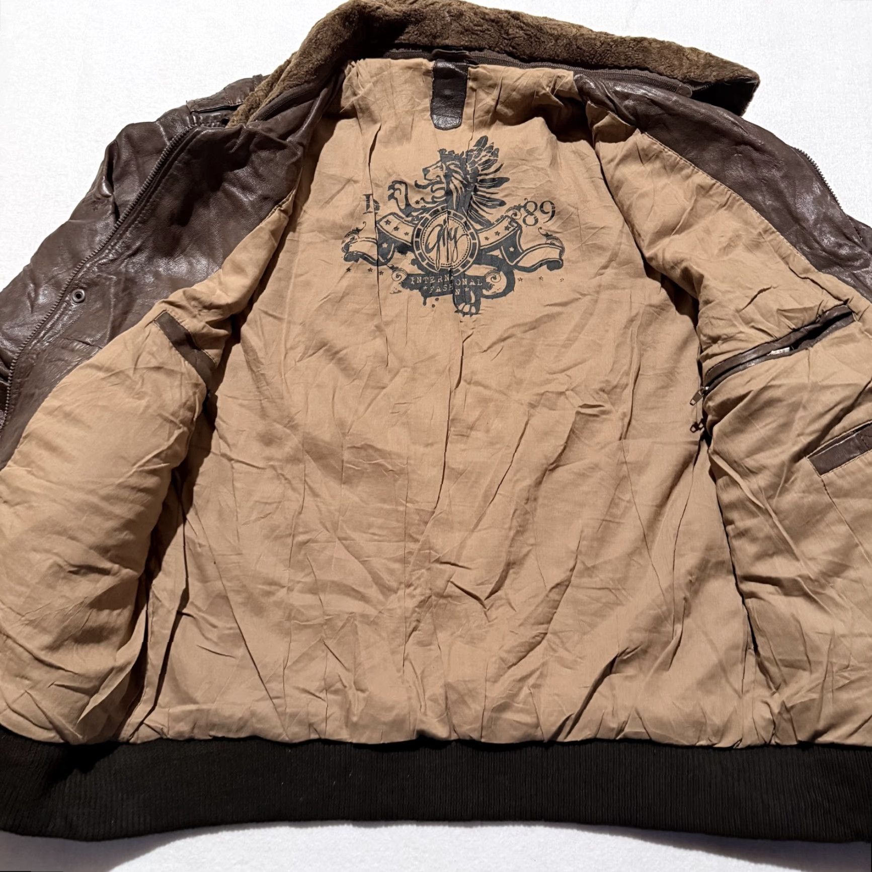 Vintage VINTAGE Gipsy Leather Flight Aviator Jacket Brown Men Medium Brown Military Patches Jacket Size US M / EU 48-50 / 2 - 2 Thumbnail