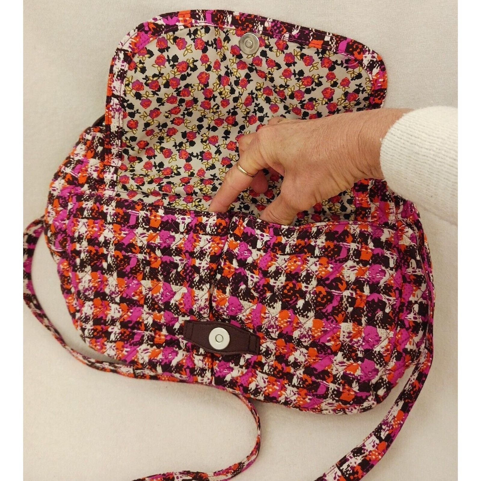 Vera Bradley VERA BRADLEY CROSSBODY Pink Orange Shoulder Bag Houndstooth Size ONE SIZE - 4 Thumbnail