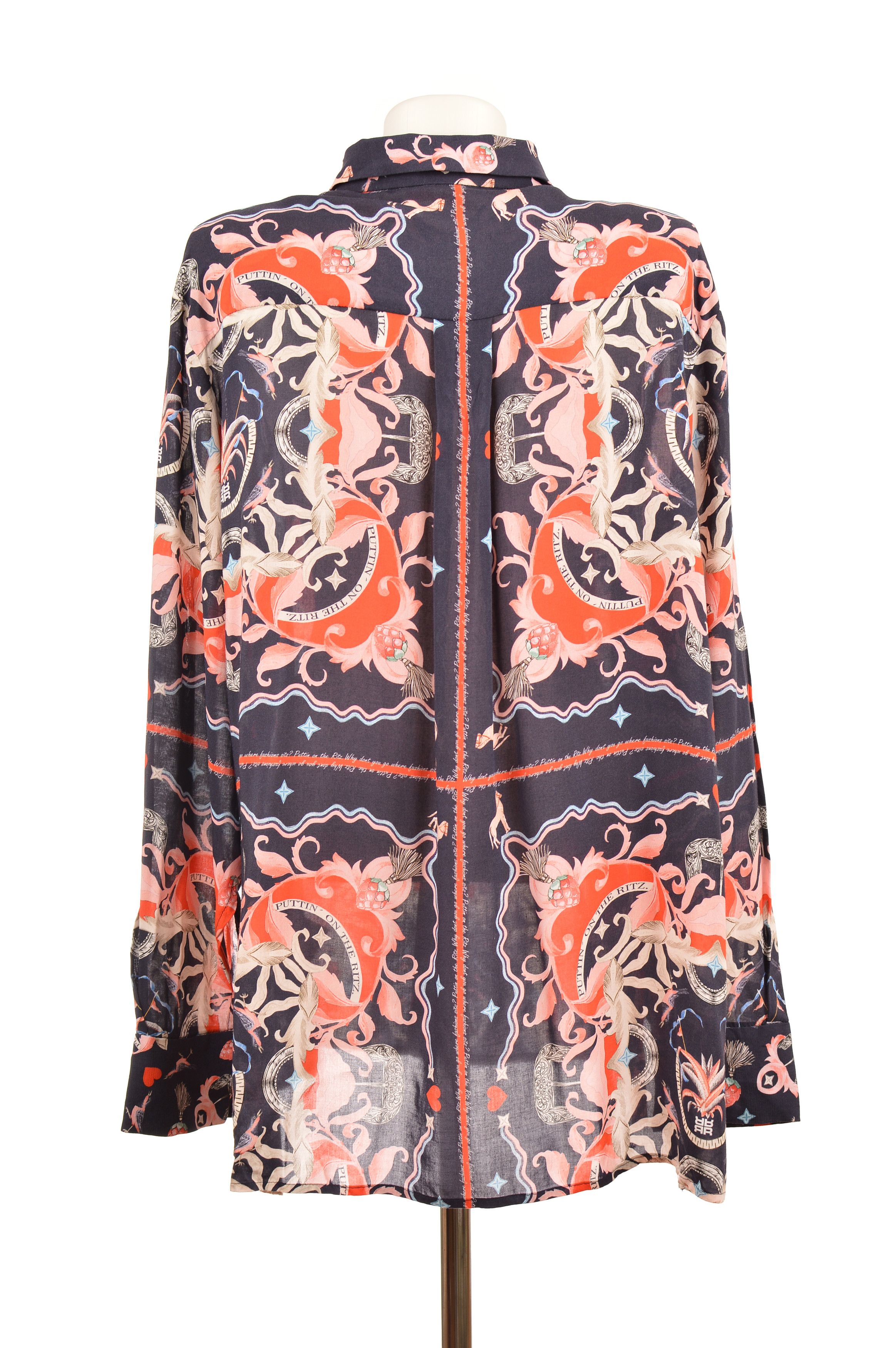 Designer Riani Puttin on the Ritz Print Viscose Button Shirt Size XL / US 12-14 / IT 48-50 - 3 Thumbnail