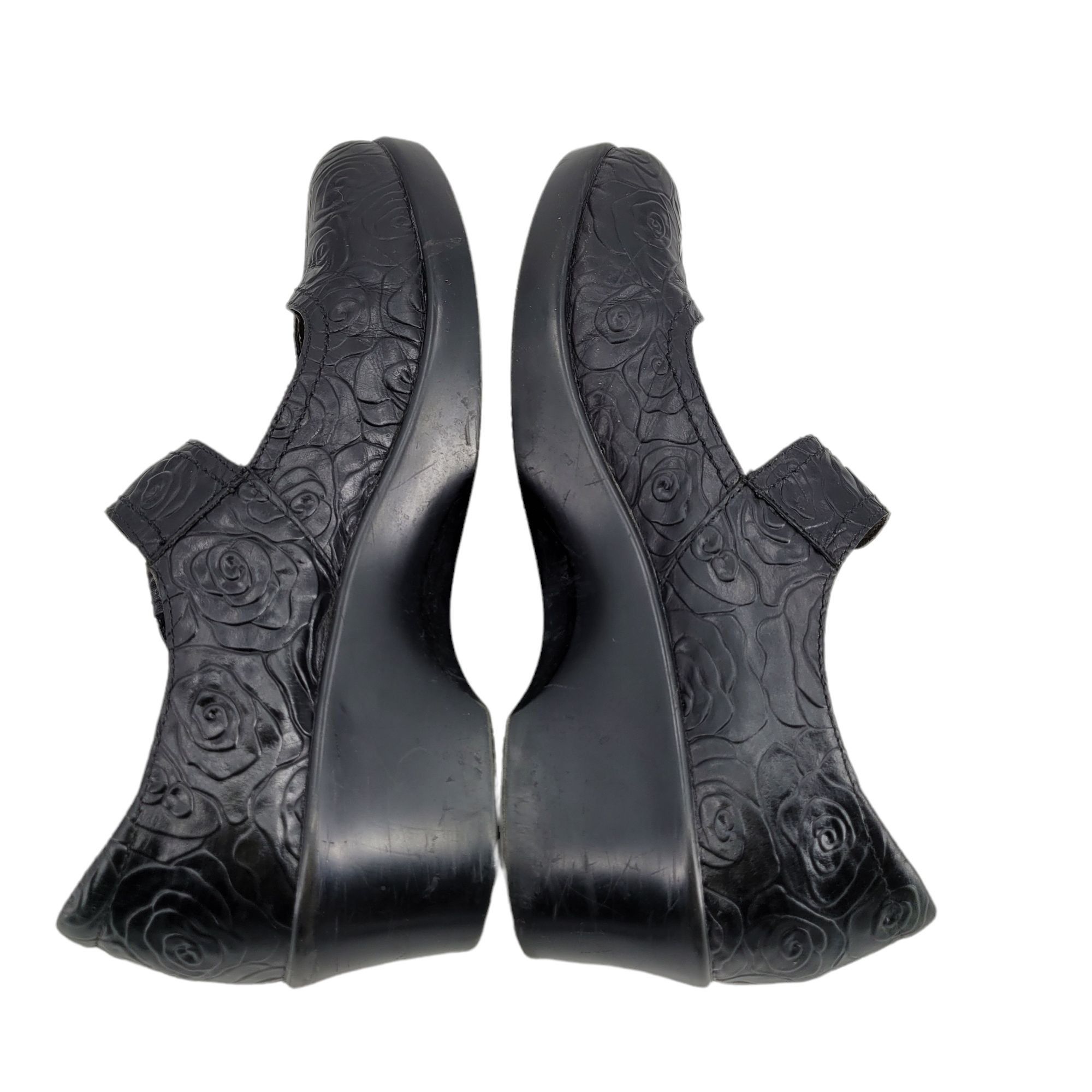 Other Vtg Y2K Alegria Mary Jane Leather Chunky 3D Rose Embossed El Size US 10.5 / IT 40.5 - 7 Thumbnail