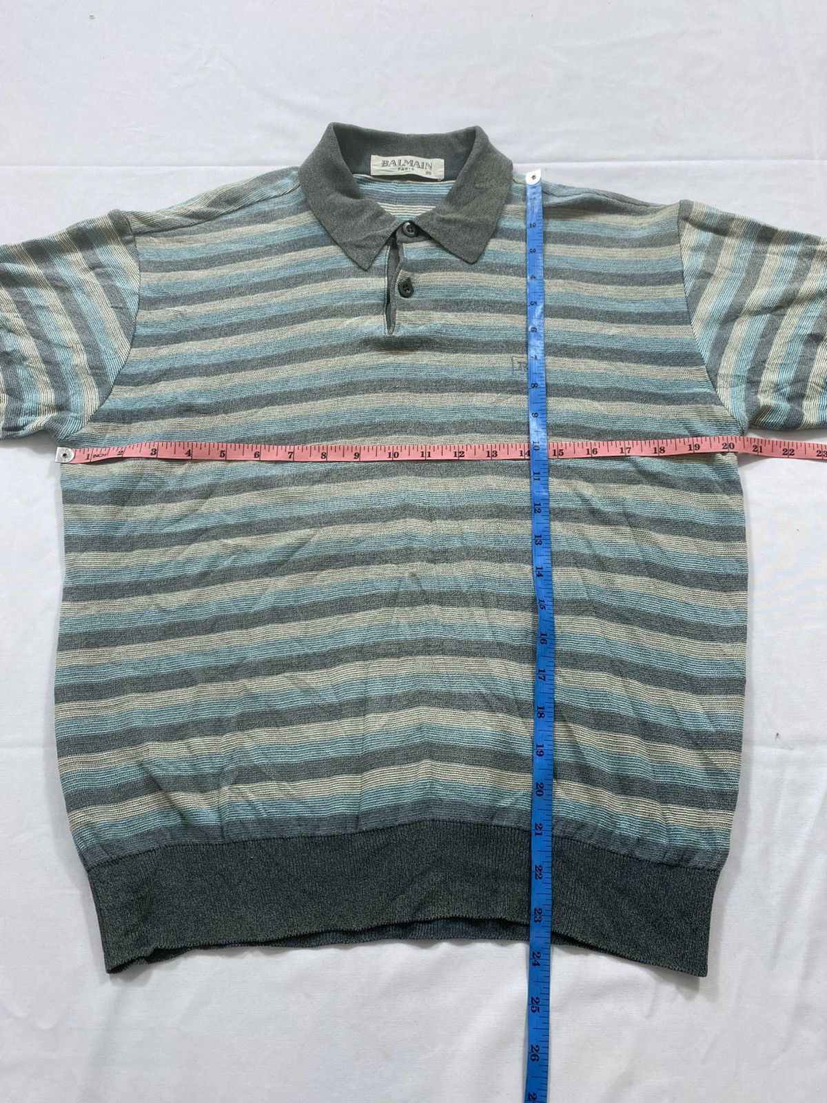 Balmain Rare Vintage 90s Balmain striped Ringer Shirt Size US M / EU 48-50 / 2 - 8 Thumbnail