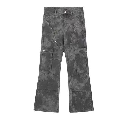 Japanese Brand Momoko x Miyu Camouflage Grey Work Loose Hip Hop Jeans Size US 34 / EU 50 - 6 Thumbnail