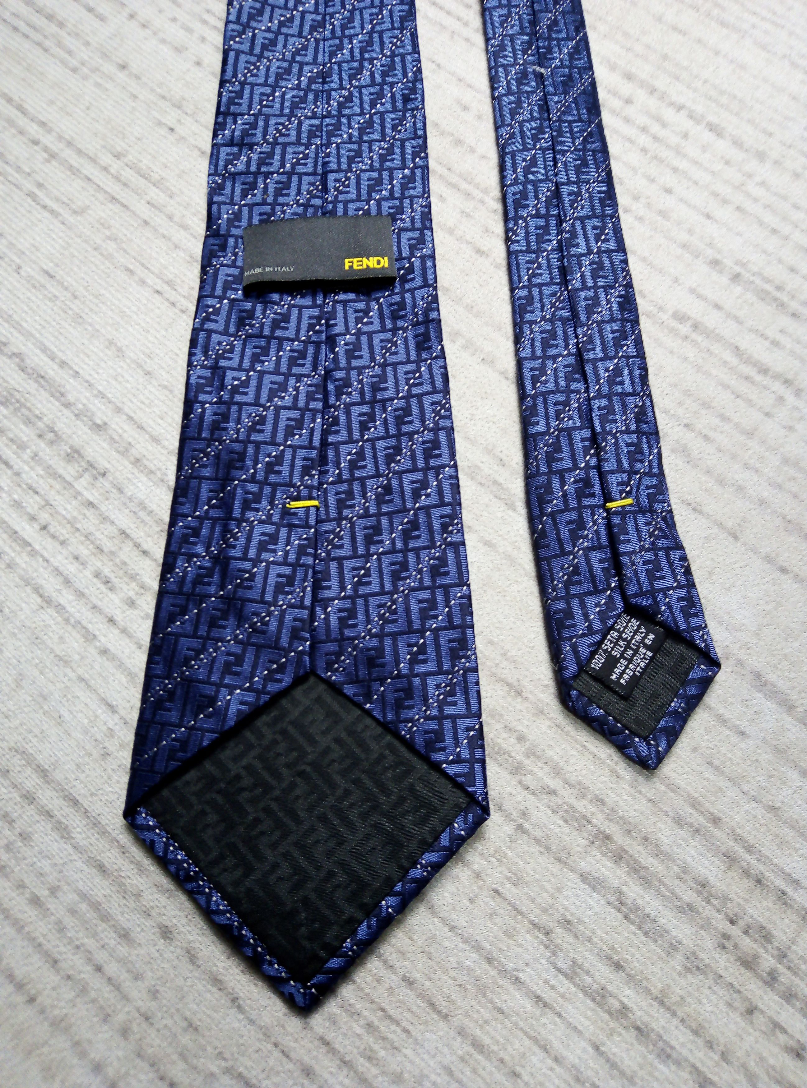 Fendi Italian Made Iconic Monogram Logo Silk Necktie Size ONE SIZE - 3 Thumbnail
