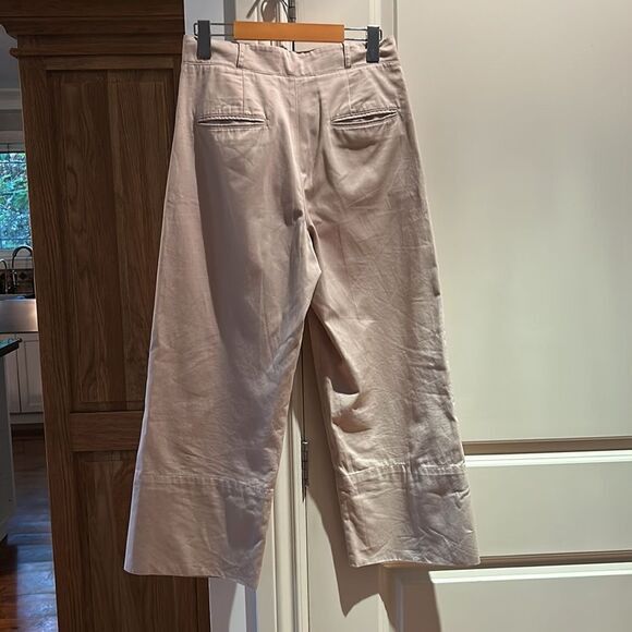 Max Mara S Maxmara beige pleated wide leg crop pants 4 small Size 27" / US 4 / IT 40 - 5 Thumbnail