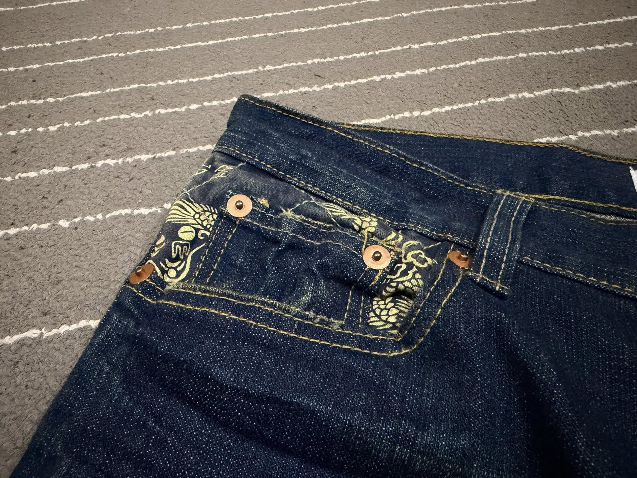 Japanese Brand Rajin and fujin wagara embroidery denim W 35 3160 Size US 35 - 9 Thumbnail