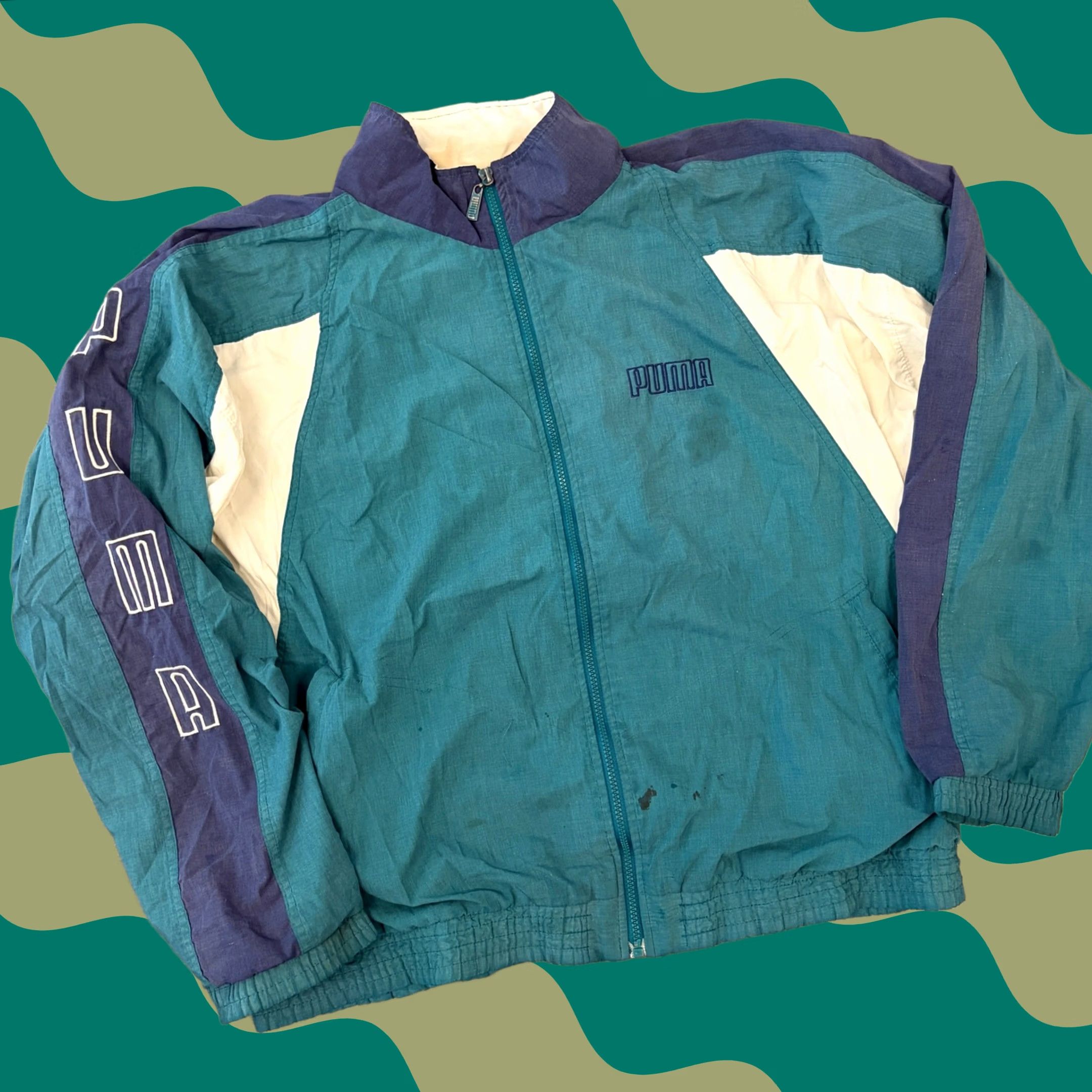 Puma VINTAGE Y2k 90's Puma Retro Embroidered Track Jacket Full Zip Men's XL Blue Size XL / US 12-14 / IT 48-50 - 1 Thumbnail