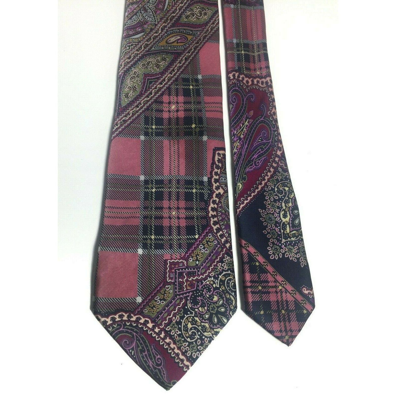 Brioni Brioni Roma Mens Italy Woven Pink Abstract 100% Silk Necktie Size ONE SIZE - 2 Thumbnail