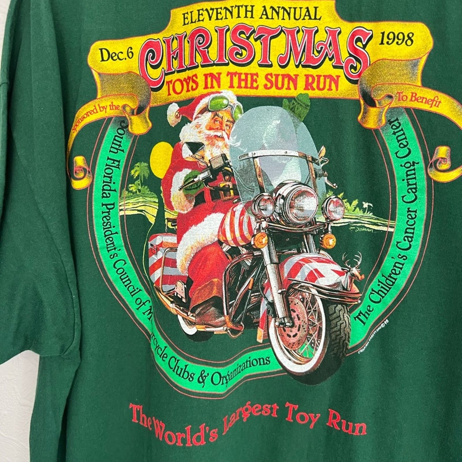 Hanes Vintage 1998 Toys Sun Christmas Shirt Santa Harley Davidson Size US XXL / EU 58 / 5 - 2 Thumbnail