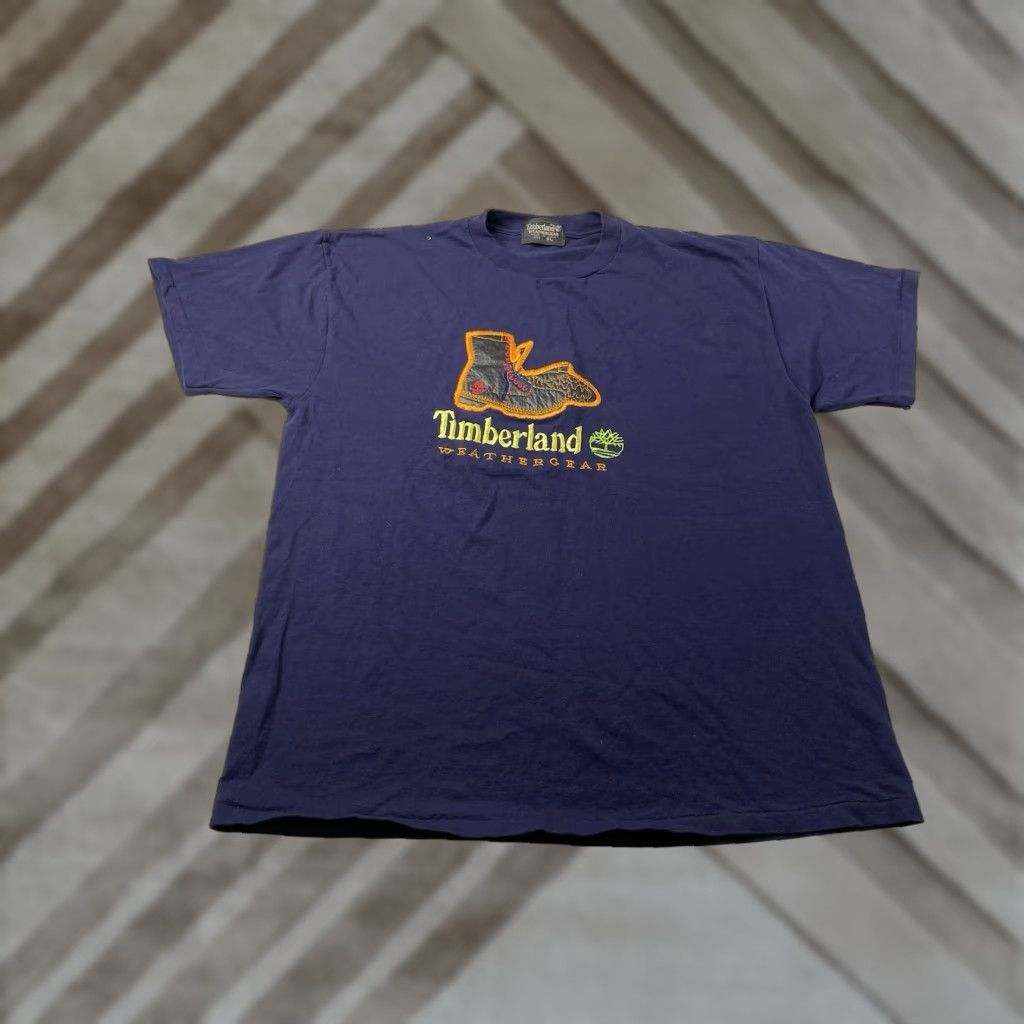 Timberland VINTAGE Timberland T-Shirt Men XL Blue Logo Embroidery Leather Boot 90s USA Size XL Size US XL / EU 56 / 4 - 1 Thumbnail