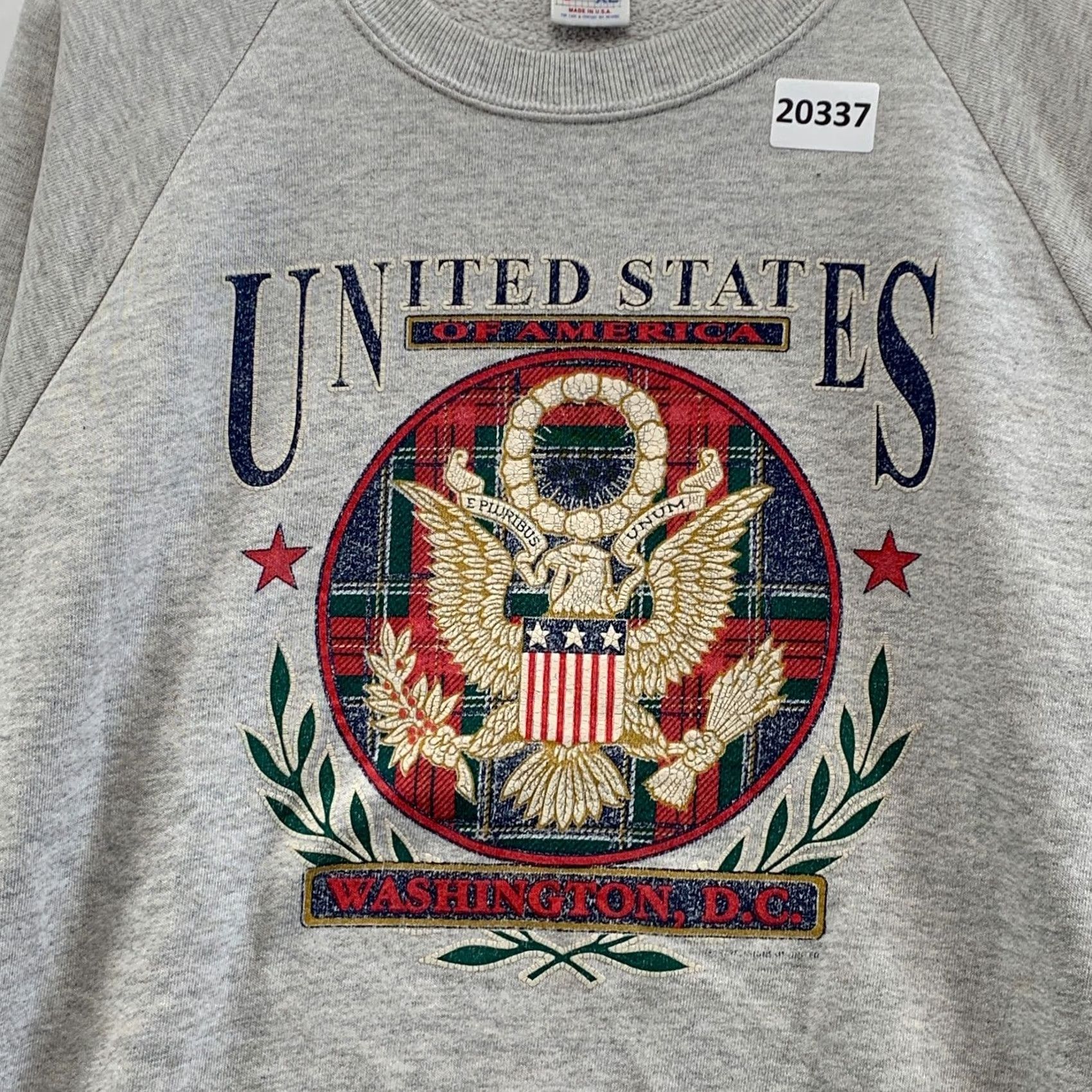 Jerzees VINTAGE United States Eagle Crest Logo Crew Neck Sweatshirt Gray XL Mens 90s Sweatshirt Size US XL / EU 56 / 4 - 7 Thumbnail