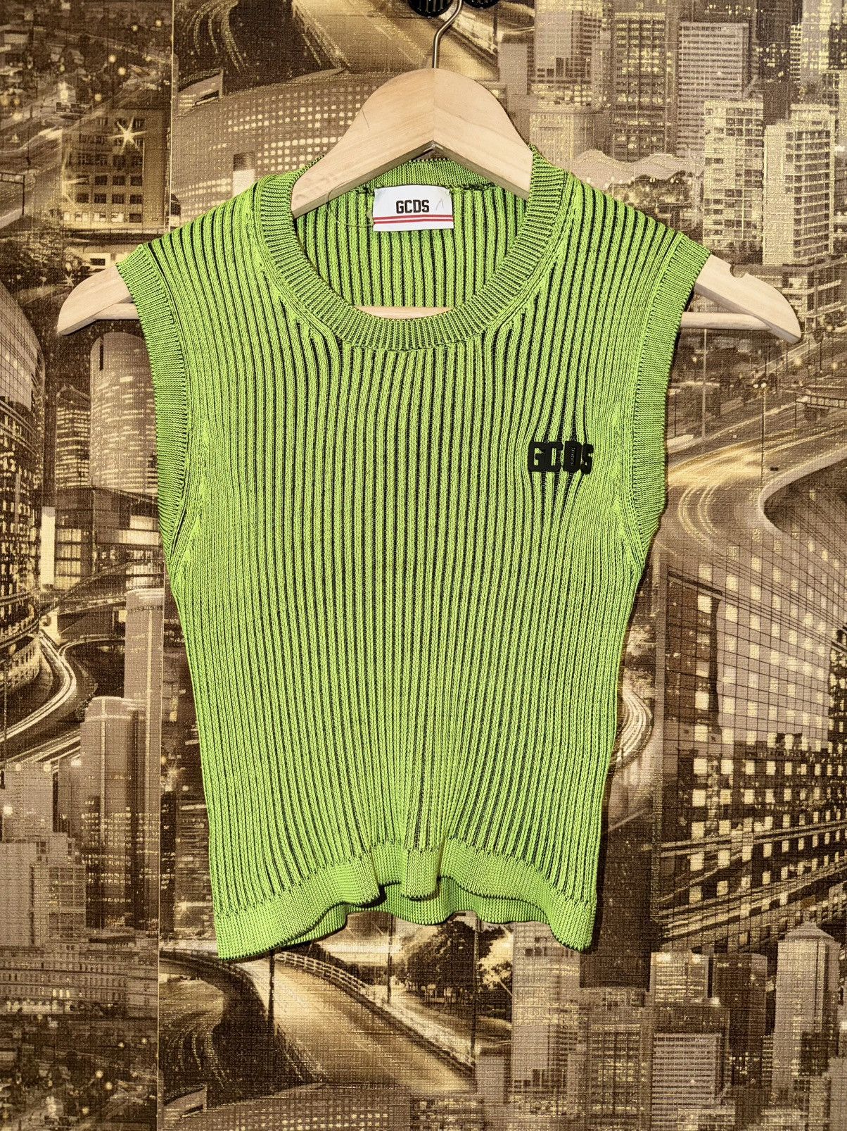 GCDS Ribbed Knit Sleeveless Top Size S